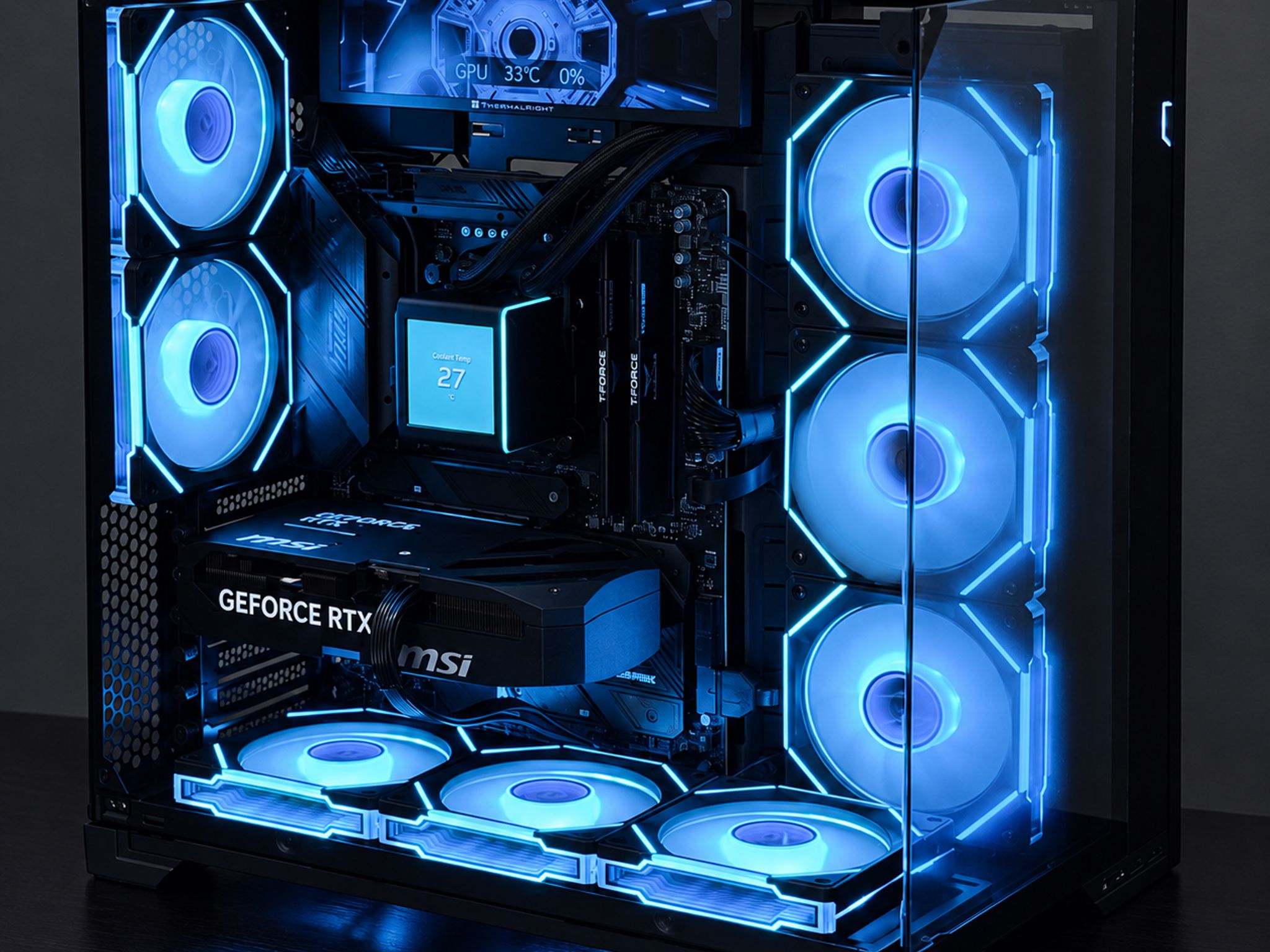 ⭐️ Ryzen 7 9800X3D + RTX 5070 ⭐️ Dual LCD • Liquid-Cooled Gaming PC • 32GB / 2TB