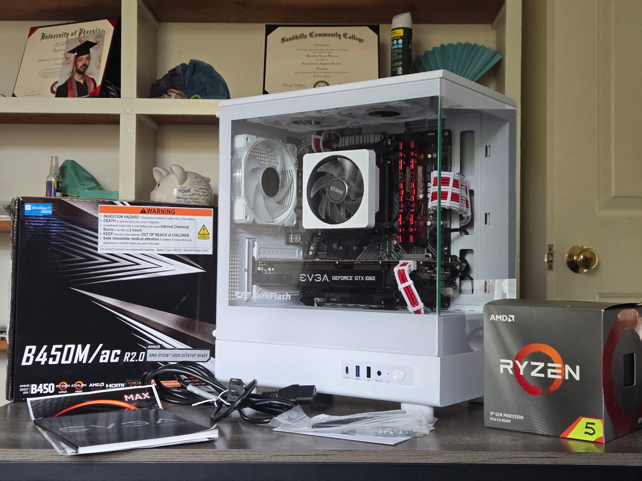 🟥⬜Red + White Gaming PC⬜🟥 GTX 1060 6GB | Ryzen 5 2600 | 16GB | 1TB | Wi-Fi + BT | ARGB