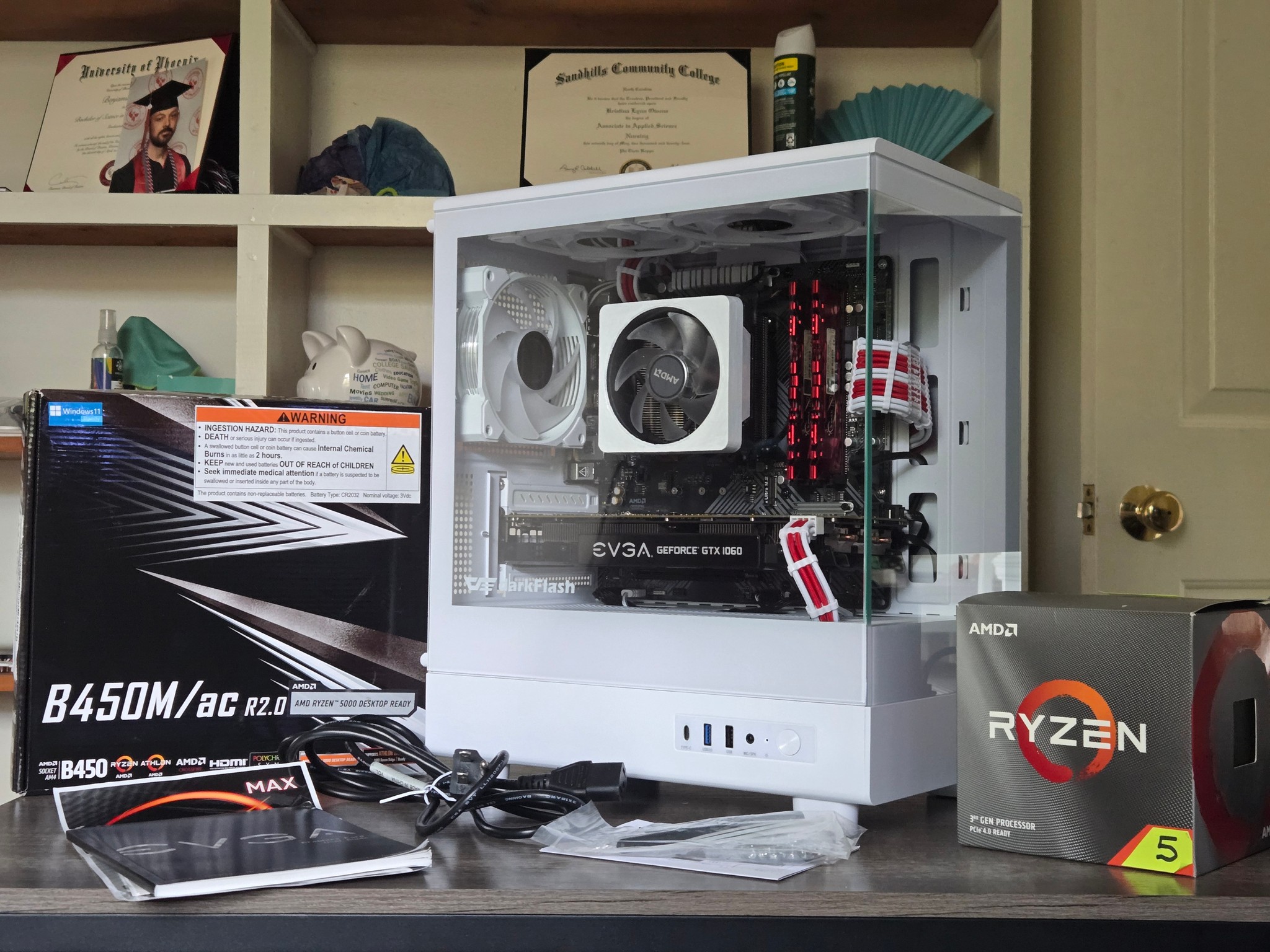 🟥⬜Red + White Gaming PC⬜🟥 GTX 1060 6GB | Ryzen 5 2600 | 16GB | 1TB | Wi-Fi + BT | ARGB