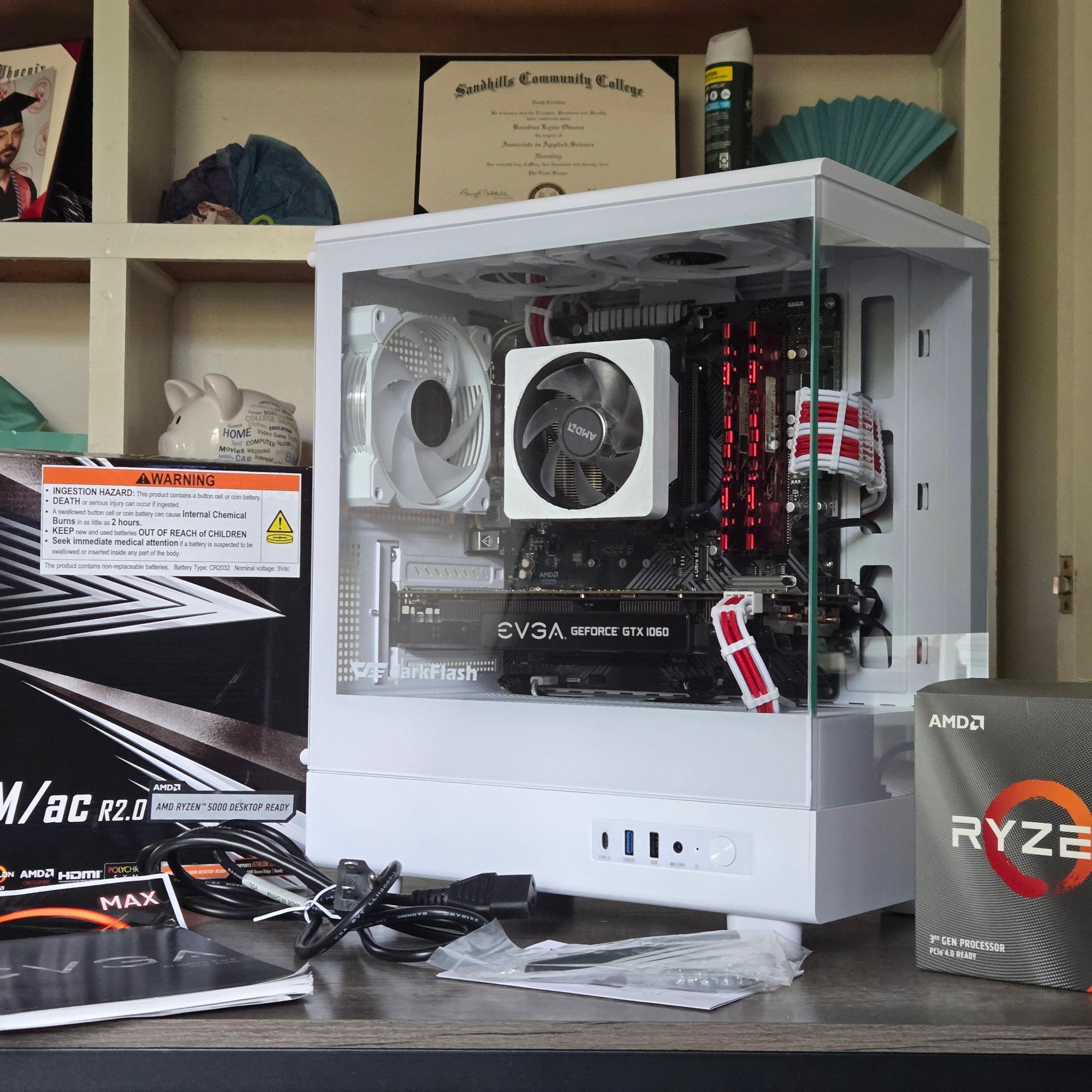 🟥⬜Red + White Gaming PC⬜🟥 GTX 1060 6GB | Ryzen 5 2600 | 16GB | 1TB | Wi-Fi + BT | ARGB
