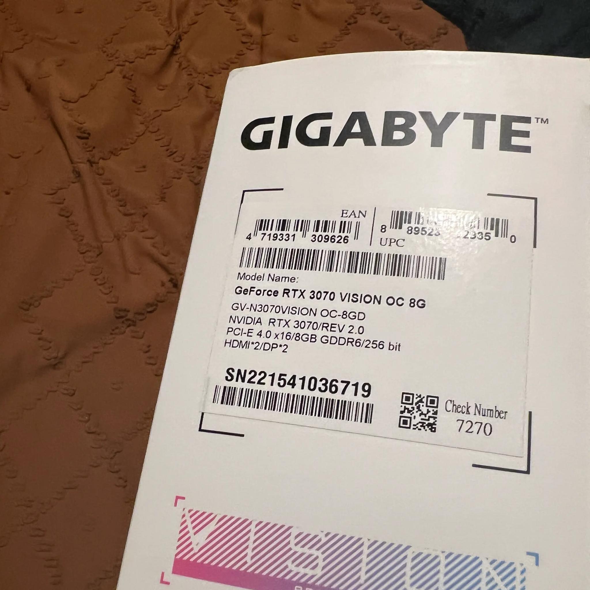 GIGABYTE RTX 3070 Vision OC 8GB GDDR6 (Rev. 2.0)