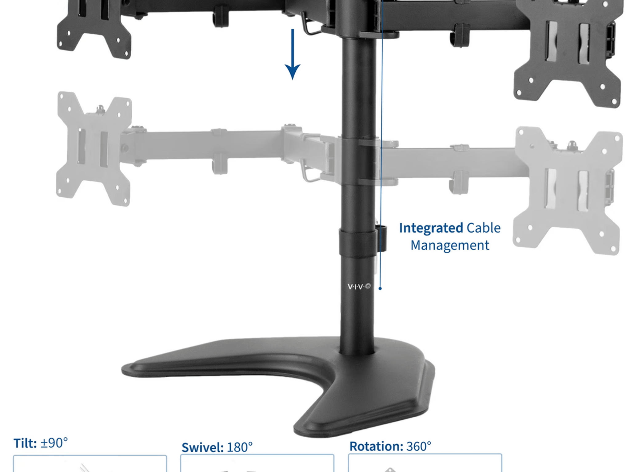 VIVO Dual Monitor Free-Standing Desk Stand