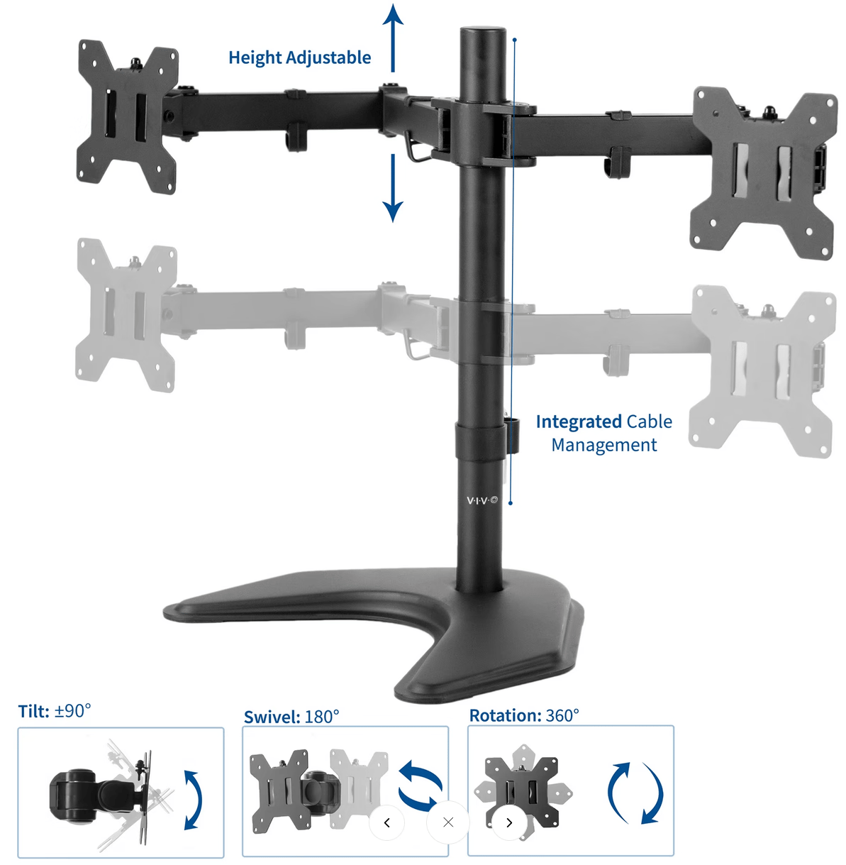 VIVO Dual Monitor Free-Standing Desk Stand