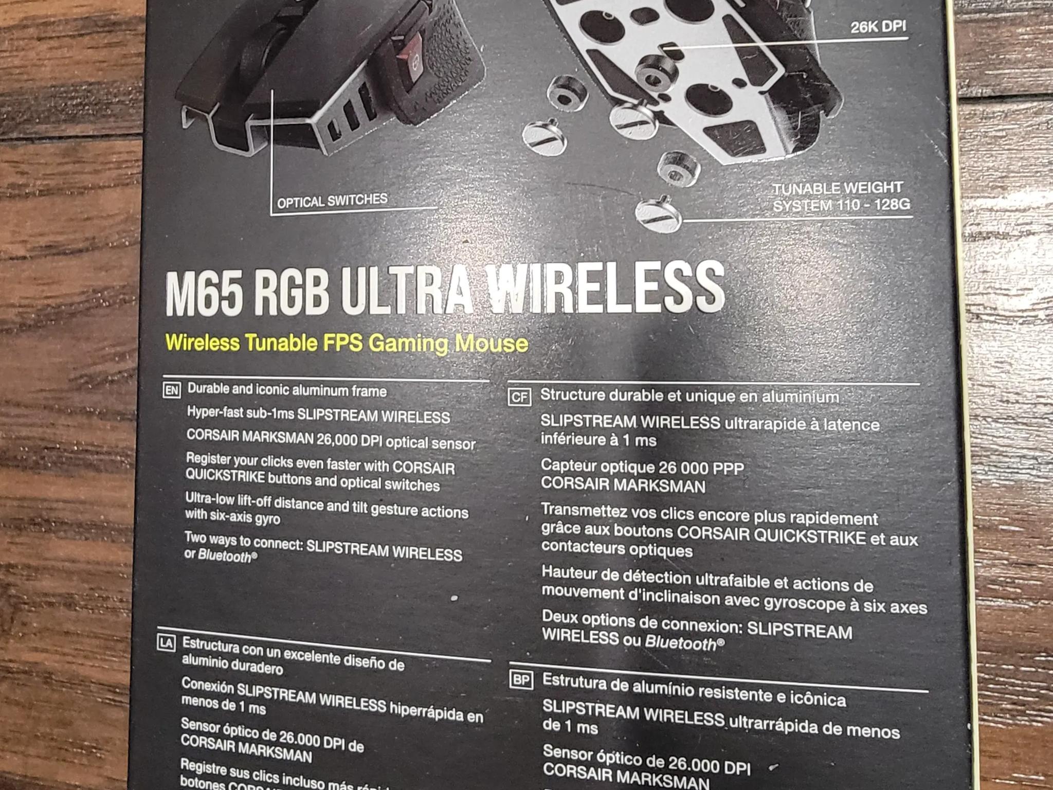 Corsair M65 RGB Ultra Wireless, Tunable FPS Wireless Gaming Mouse, Black