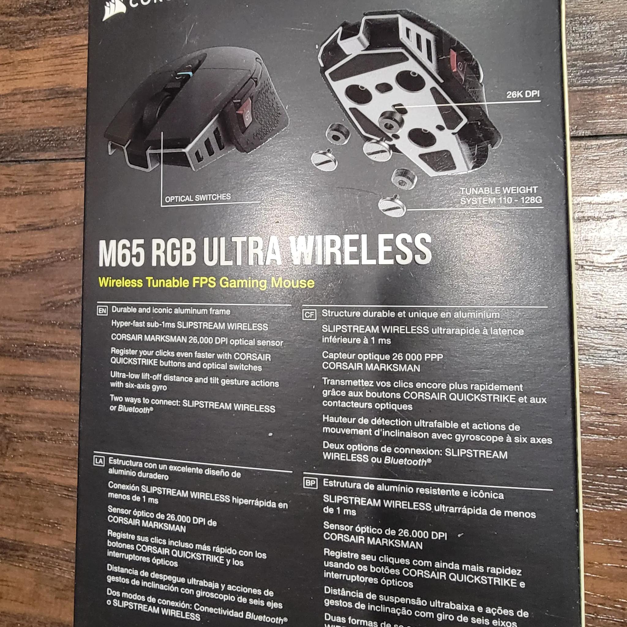 Corsair M65 RGB Ultra Wireless, Tunable FPS Wireless Gaming Mouse, Black