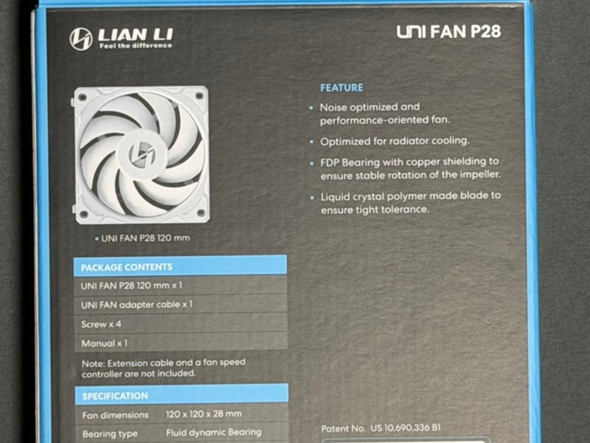 UNI FAN Lian Li P28 Single Pack - White (UF-P28120-1W) Gently Used