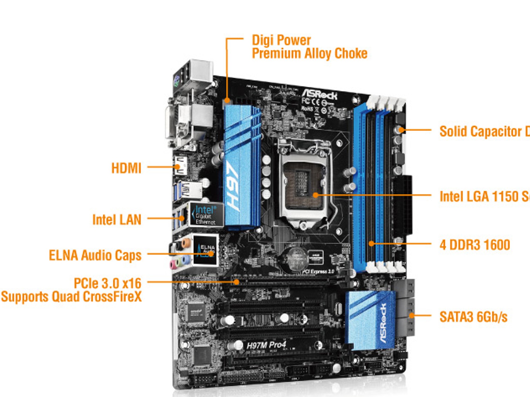 NEW ASRock Intel H97M Pro4 Motherboard, complete, sealed in original retail box