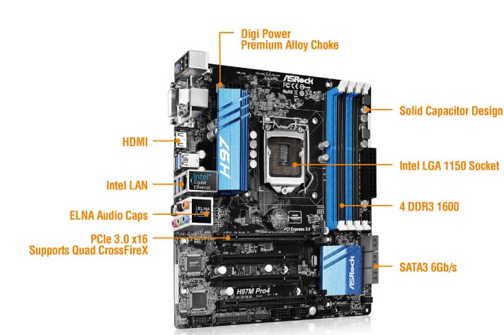 NEW ASRock Intel H97M Pro4 Motherboard, complete, sealed in original retail box