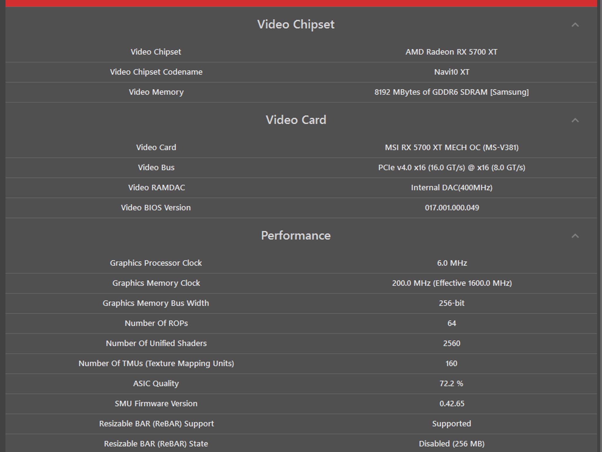 Clean MSI Mech 5700XT OC 1080p / 1440p Gamer