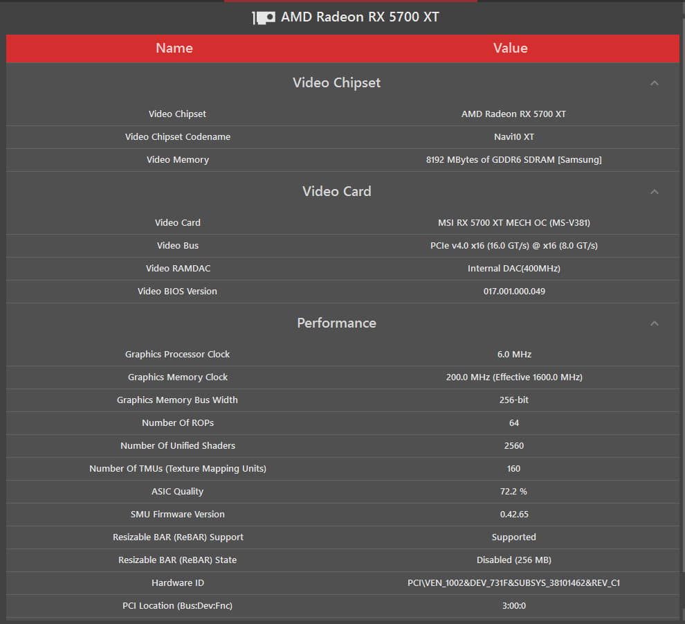 Clean MSI Mech 5700XT OC 1080p / 1440p Gamer