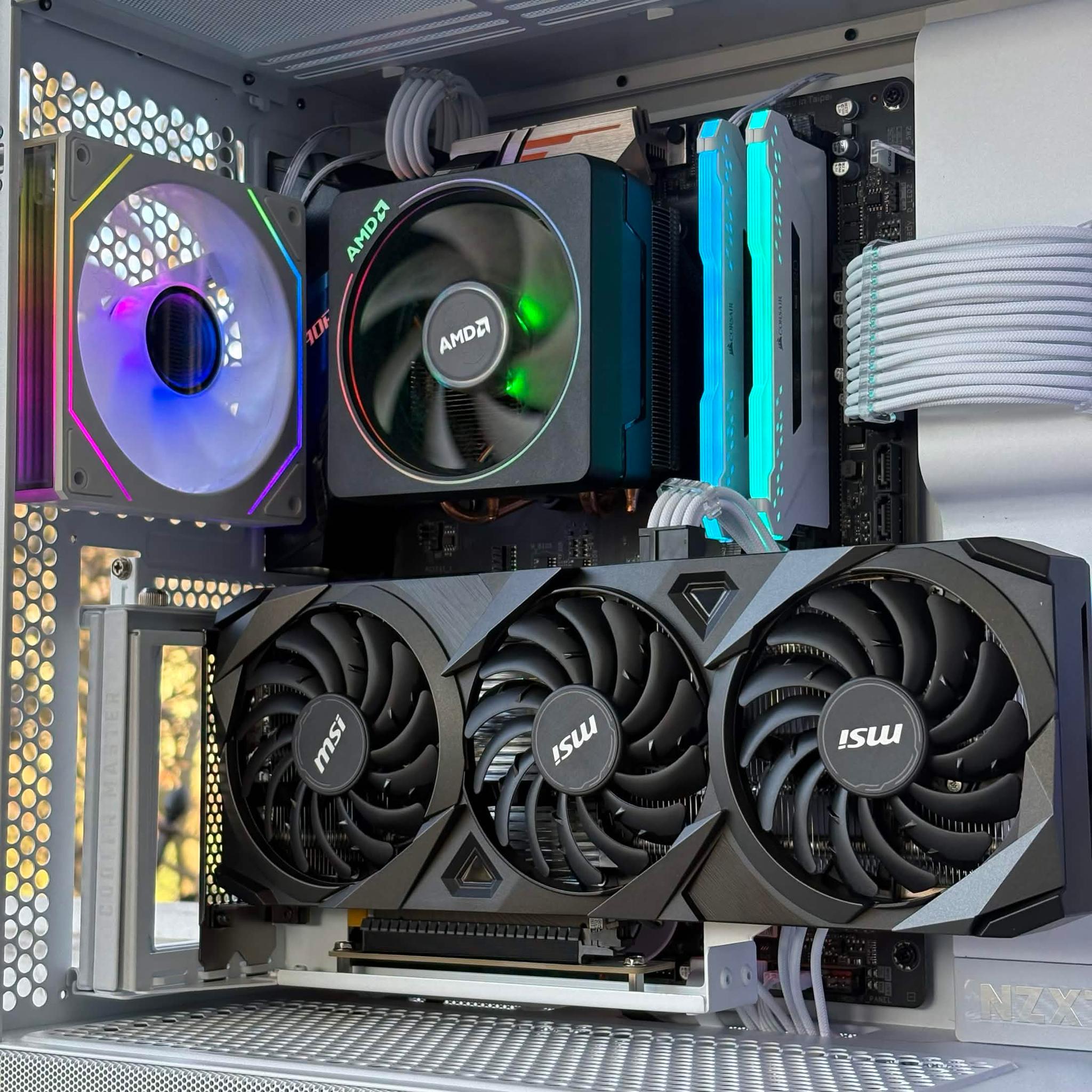 🐈‍⬛ Black Cat Customs “White Phantom” Gaming PC  Ryzen 7 3700X | RTX 3060 Ti | 16GB RGB | 1TB NVMe