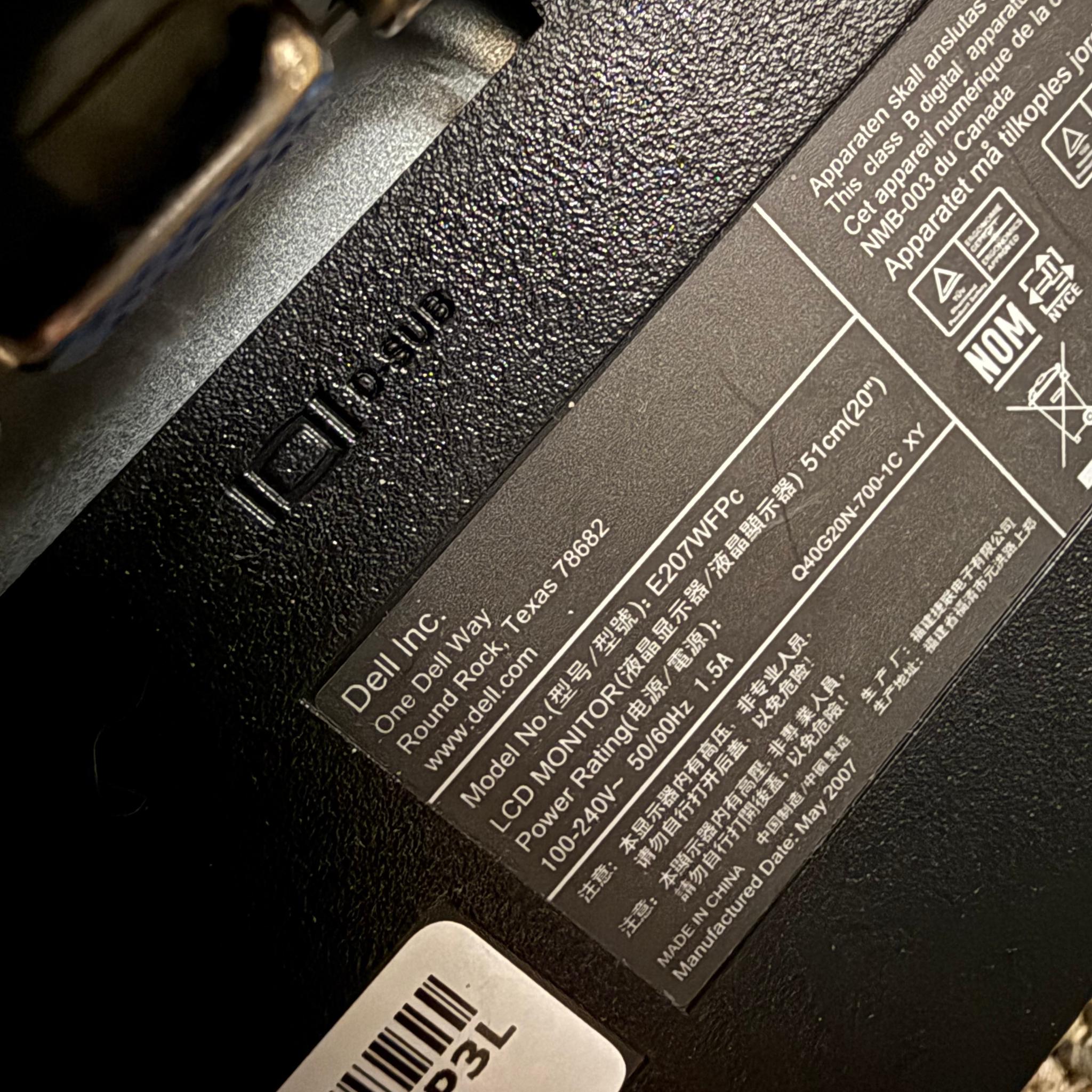 Dell E207WFPC LCD Monitor