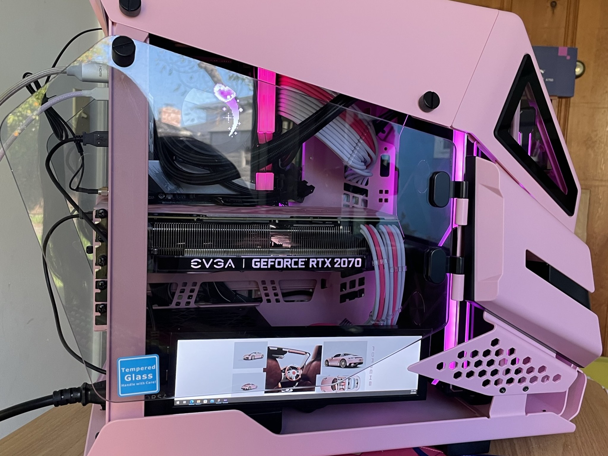 Brand new pink custom gaming PC with display | Intel 12600K, EVGA 2070 super, 16GB DDR4 RAM, 1TB SSD