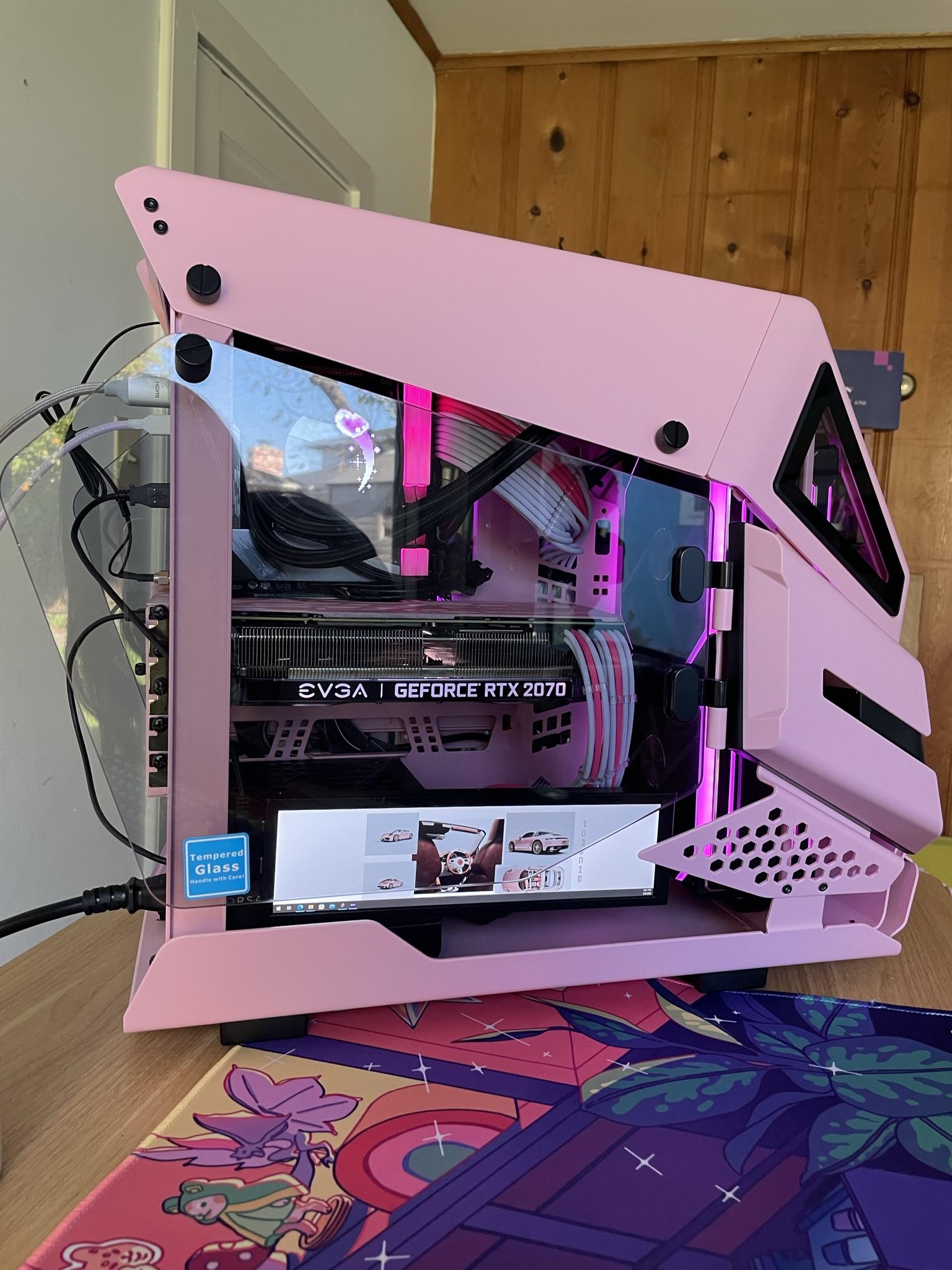 Brand new pink custom gaming PC with display | Intel 12600K, EVGA 2070 super, 16GB DDR4 RAM, 1TB SSD