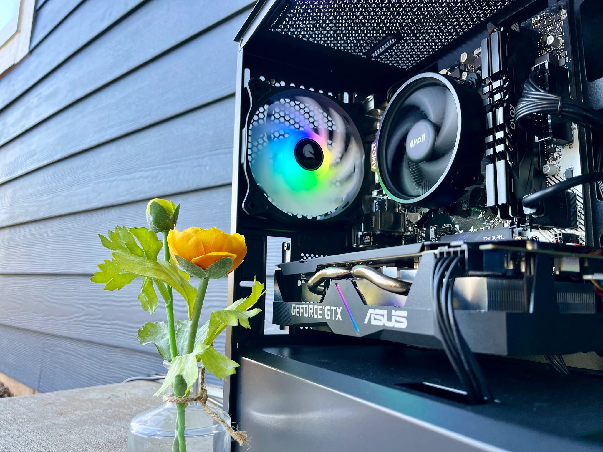⚫🌈Black ARGB Gaming PC⚫🌈NVIDIA GTX 1660 SUPER 6GB|AMD Ryzen 5 2600X|16GB DDR4|500GB NVME
