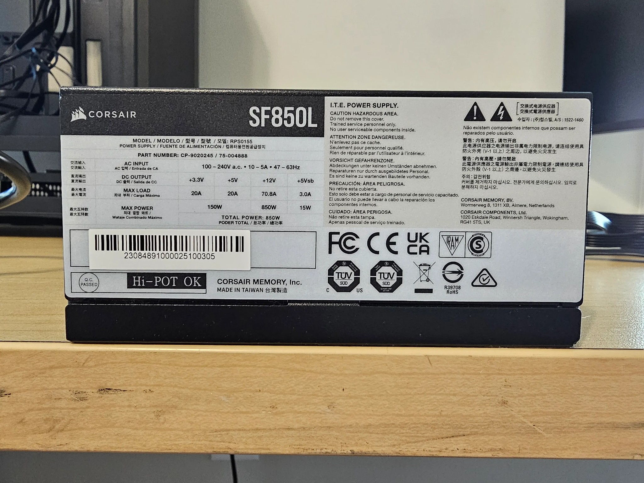 Corsair SF850L PSU, Black, lightly used, great condition