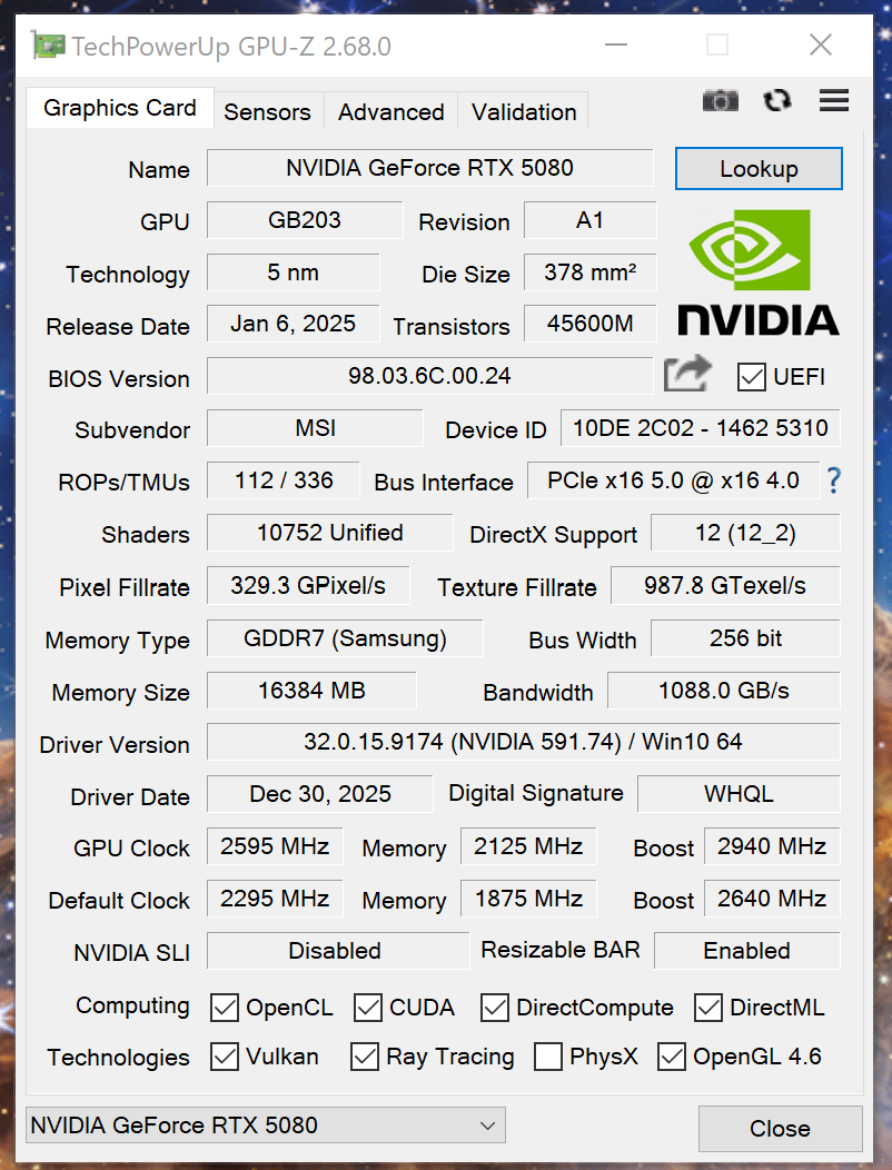 GeForce RTX 5080 - MSI Shadow 3X OC Edition
