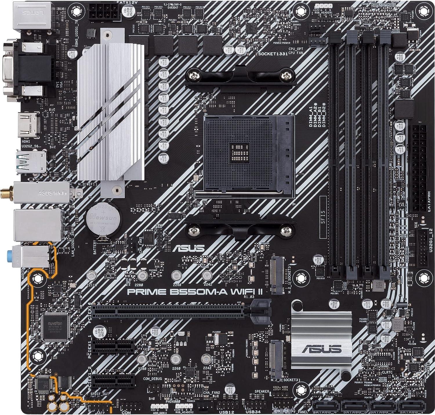 ASUS PRIME B550M-A WIFI II AMD AM4 B550 MicroATX M.2 Desktop Motherboard A