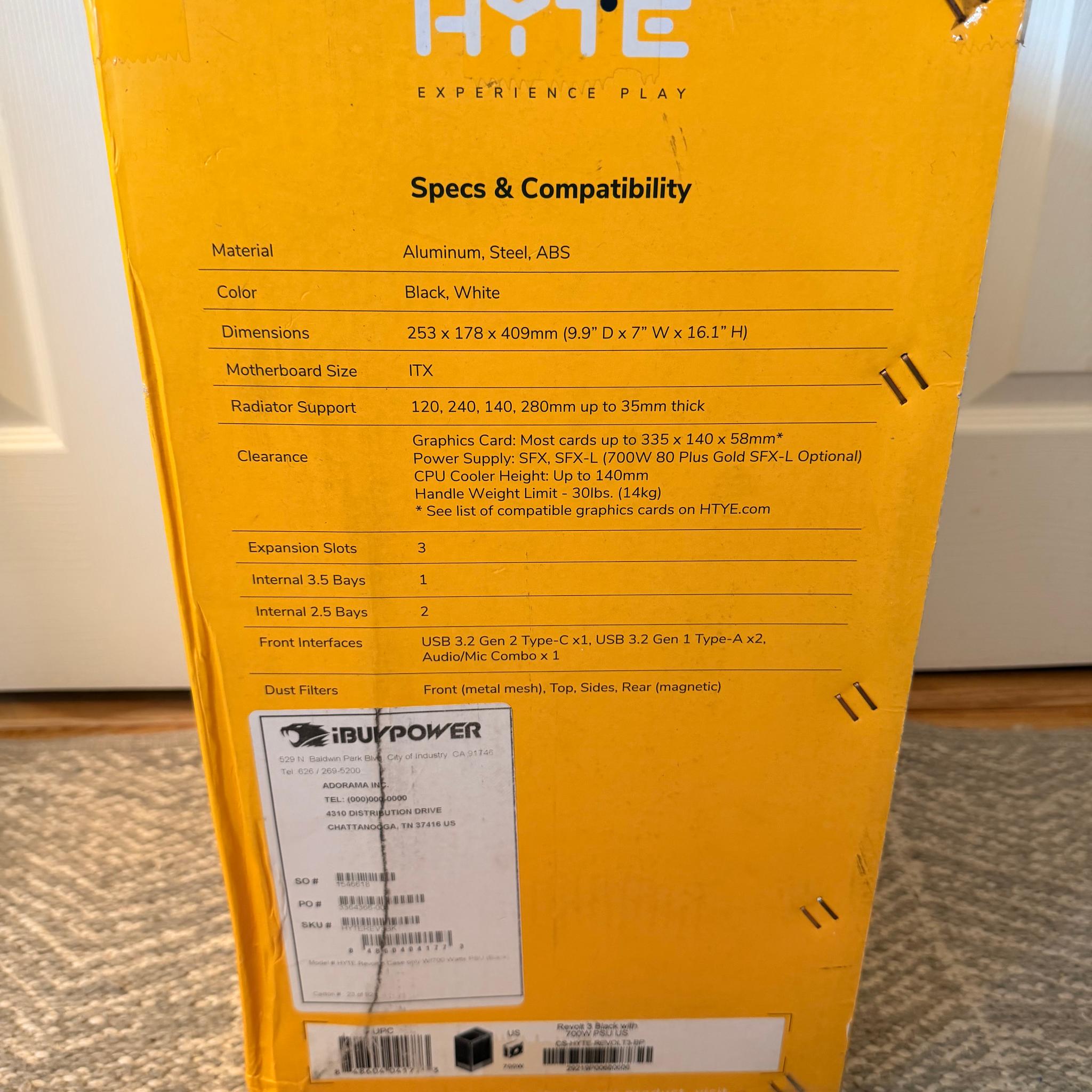 HYTE Revolt 3 ITX Case + 700W PSU + Wavlink WiFi 6 Adapter