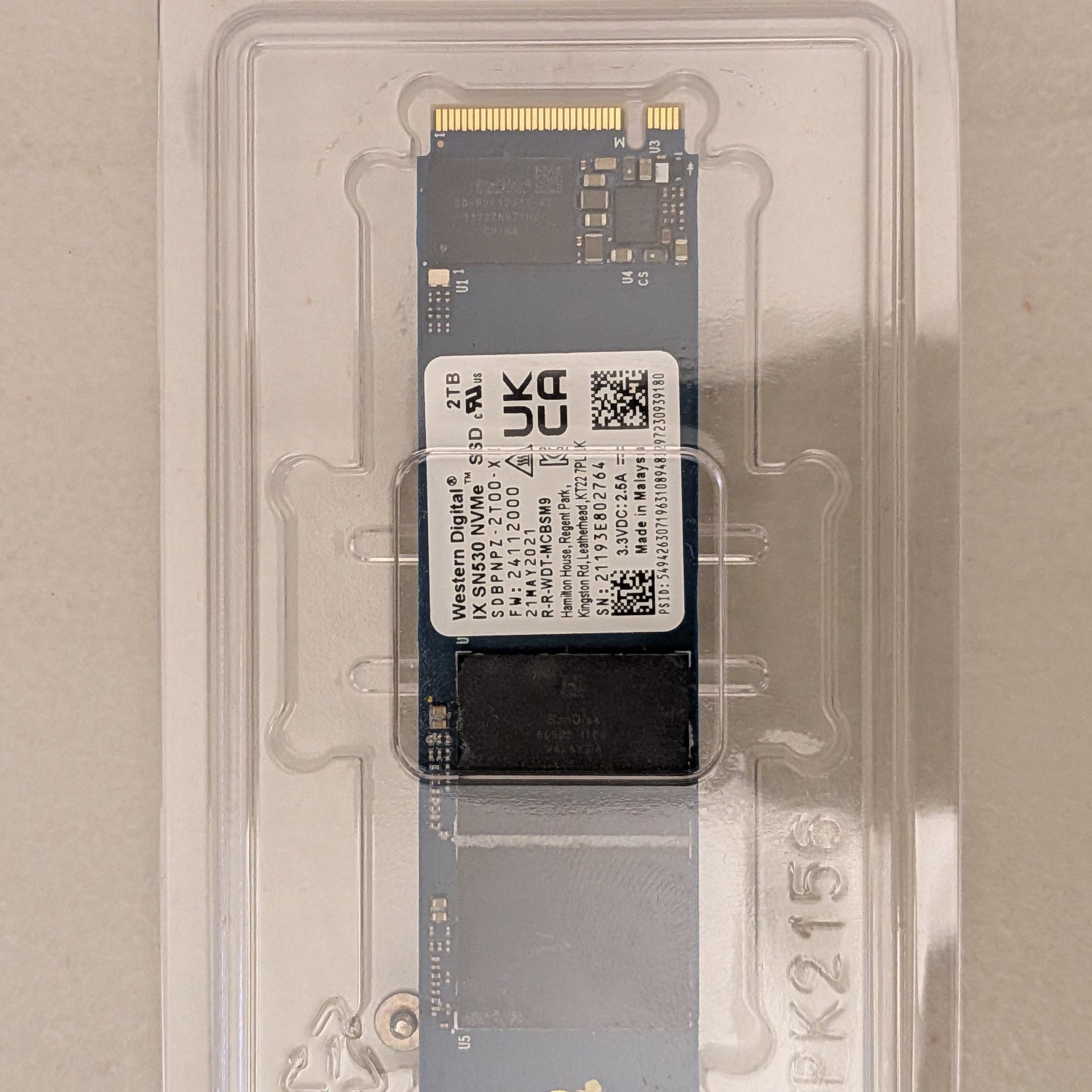 Western Digital SN530 2TB NVMe M.2 SSD – PCIe Gen3 x4 – Tested Excellent Condition
