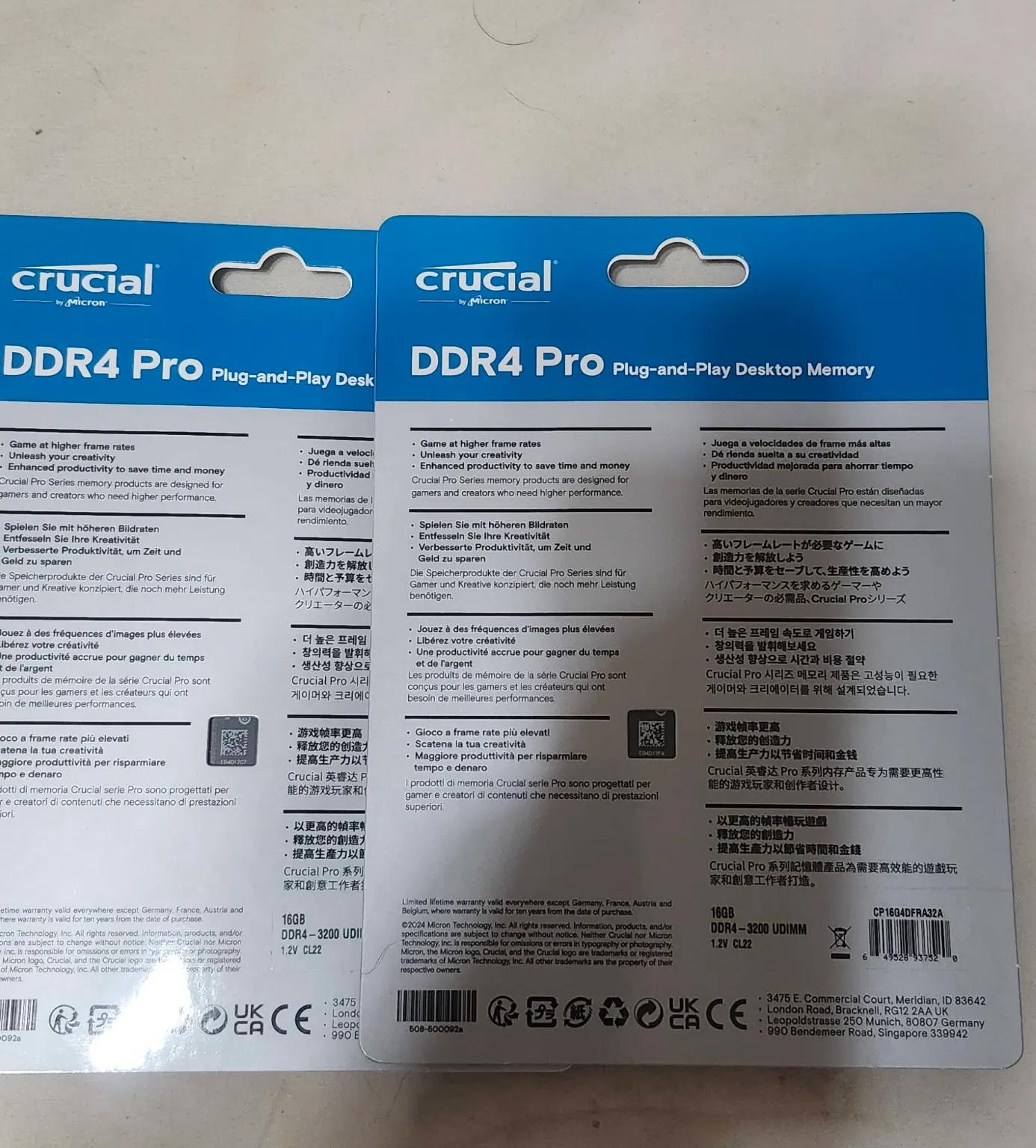Crucial DDR4 32gb(2x16gb) 3200MT/s CL22/ TEAMGROUP DDR4 32gb(x2 16gb) 3200MT/s CL16