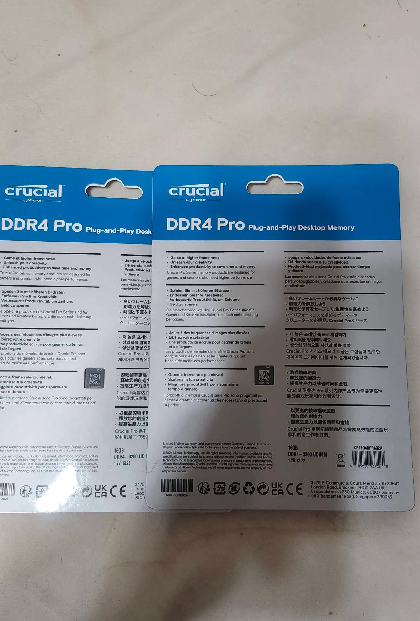 Crucial DDR4 32gb(2x16gb) 3200MT/s CL22/ TEAMGROUP DDR4 32gb(x2 16gb) 3200MT/s CL16