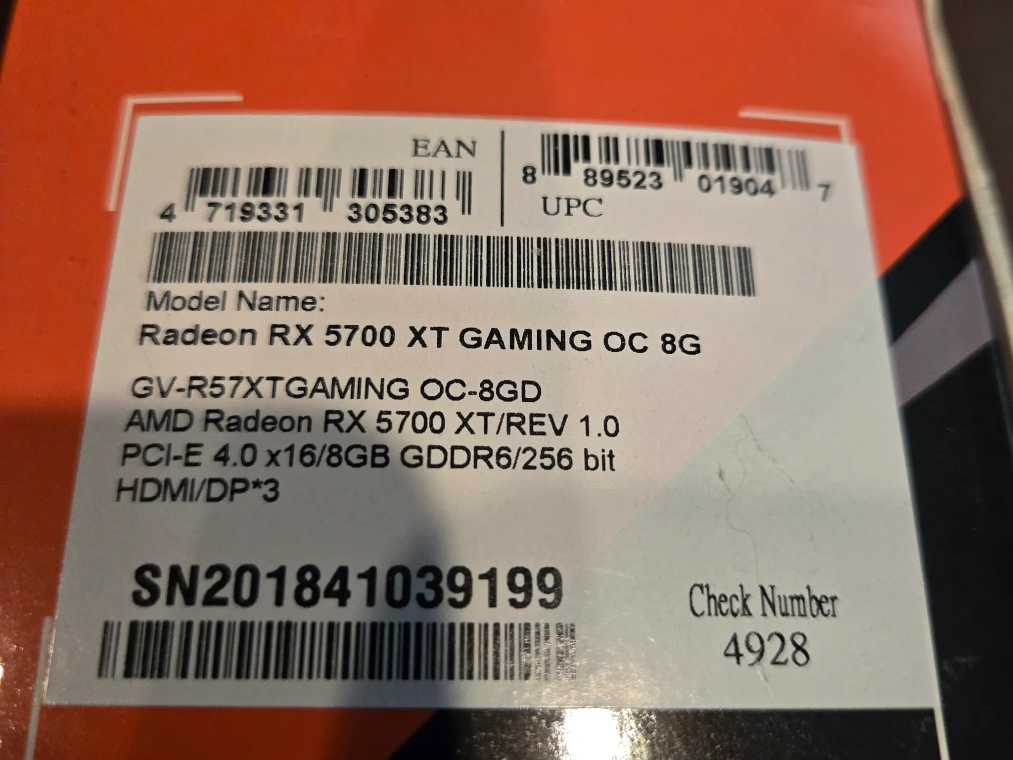 Gigabyte Radeon RX 5700 XT OC 8gb