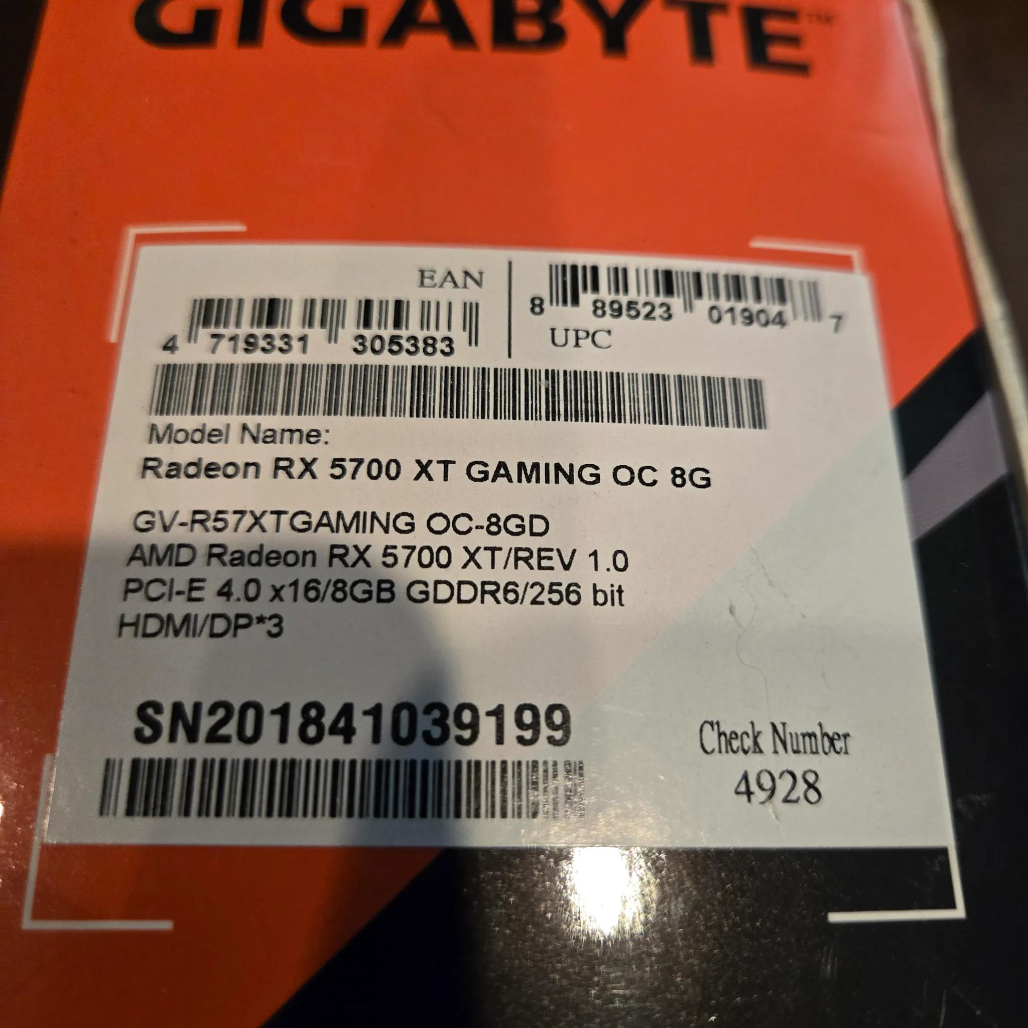 Gigabyte Radeon RX 5700 XT OC 8gb