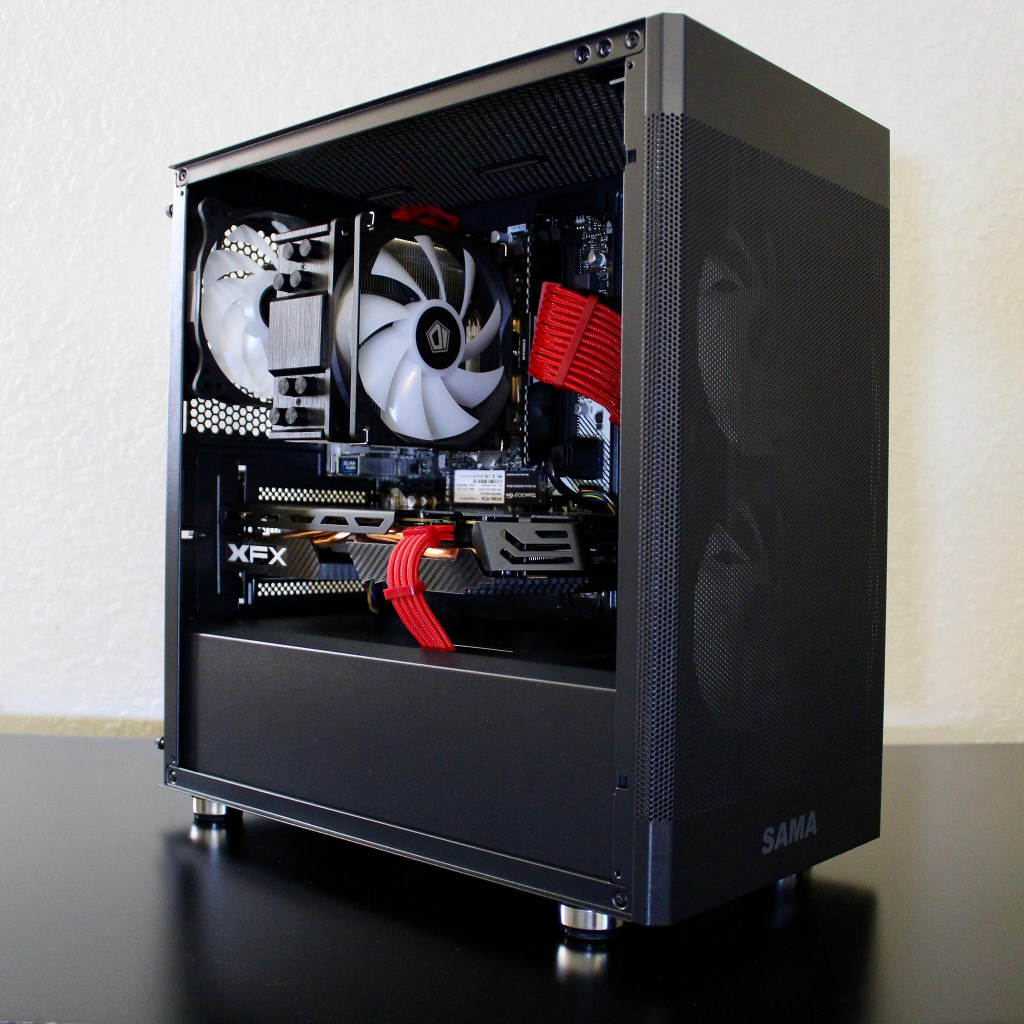 Dark Crimson! Awesome Gaming PC | Ryzen 5 2600 | XFX 580 8GB | 16GB DDR4 | 512GB M.2 | W11 + WiFi |