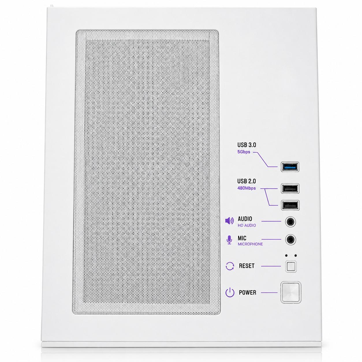 WHITE CUBEX ARGB GAMING PC MATX CASE – PANORAMIC TEMPERED GLASS