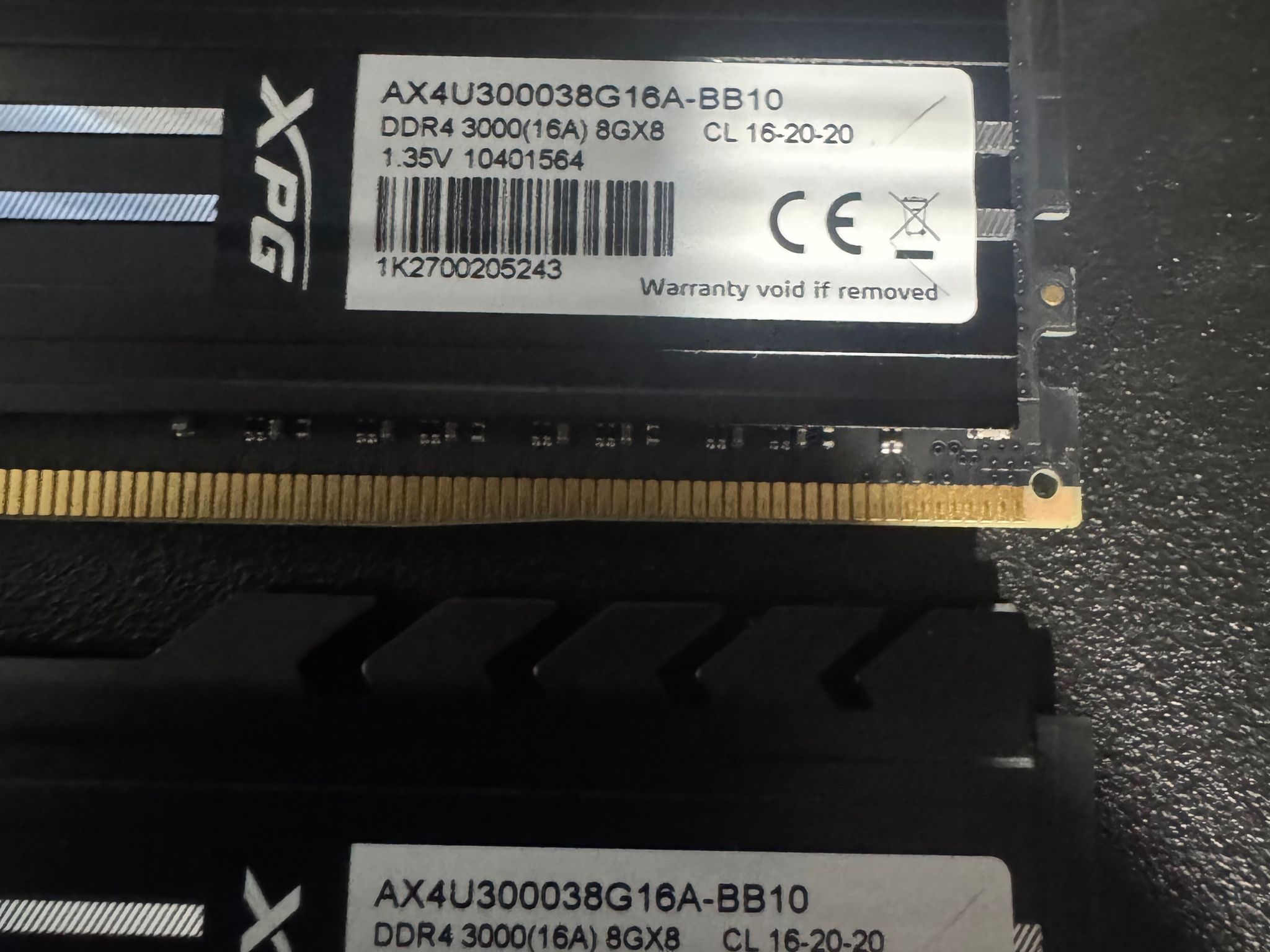 XPG Gammix D10 16GB (2x8GB) DDR4 3000MHz RAM Kit – Tested & Working