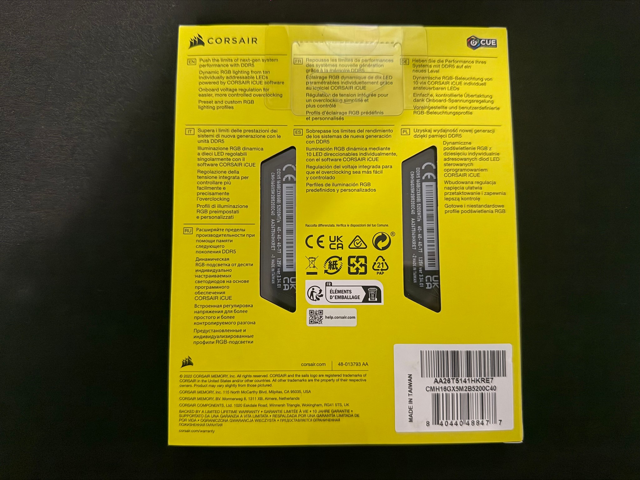 Corsair Vengeance RGB DDR5 16GB (2x8GB) 5200MHz