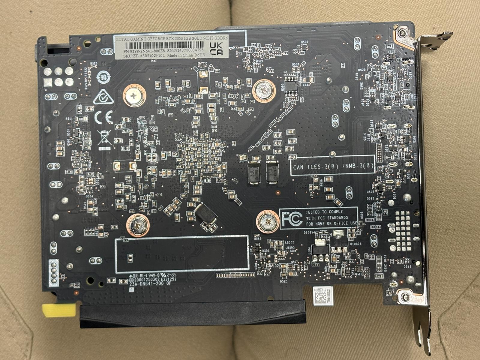 USED IN GOOD CONDITION W/ TEST REPORT - ZOTAC GAMING GeForce RTX 3050 6GB GDDR6 Solo 96-bit