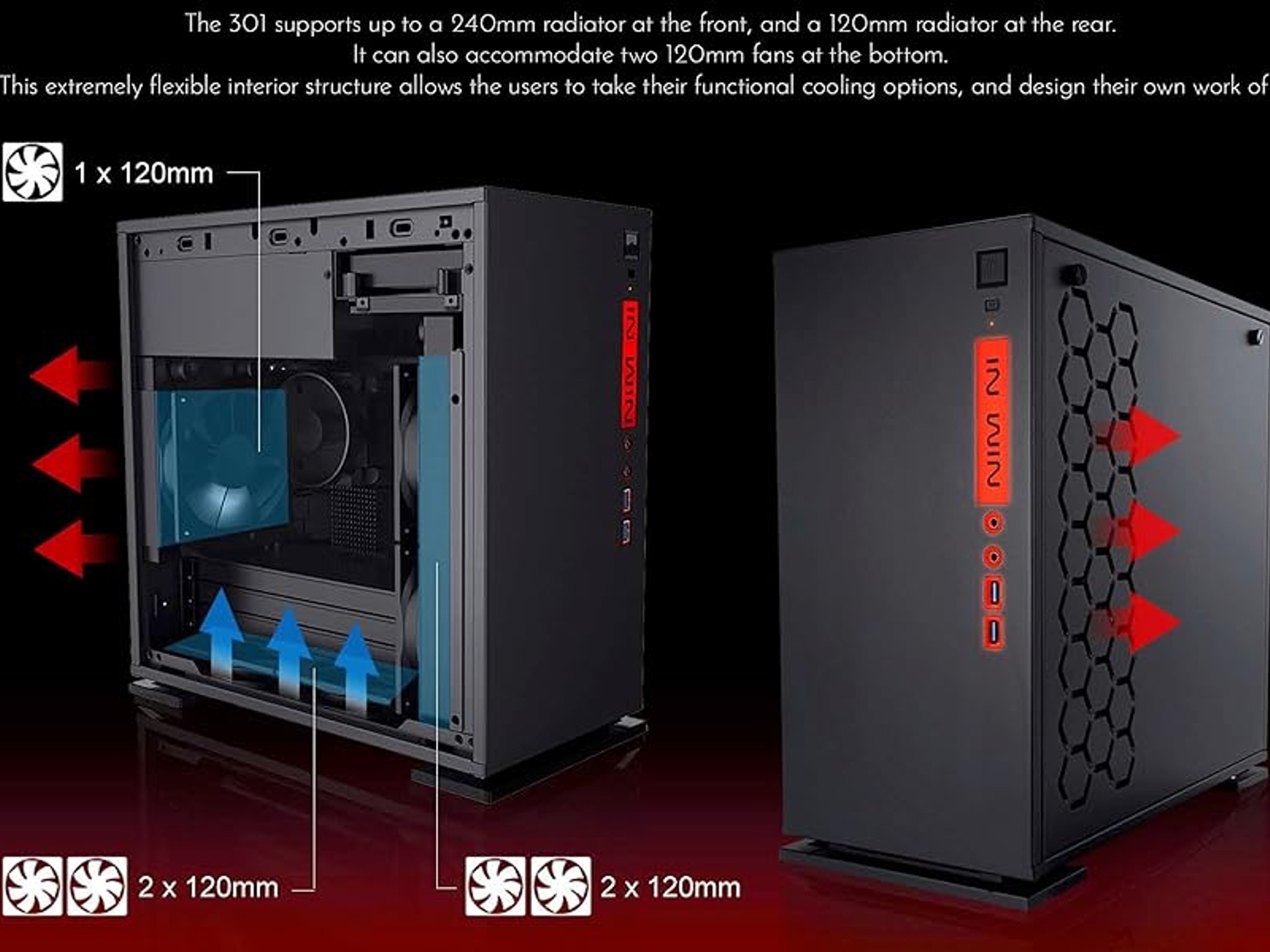 InWin 301 Black Tempered Glass -Micro ATX Tower Gaming Computer Case - OPEN BOX