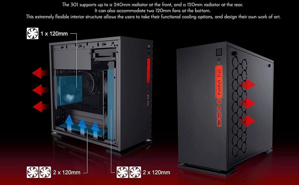 InWin 301 Black Tempered Glass -Micro ATX Tower Gaming Computer Case - OPEN BOX