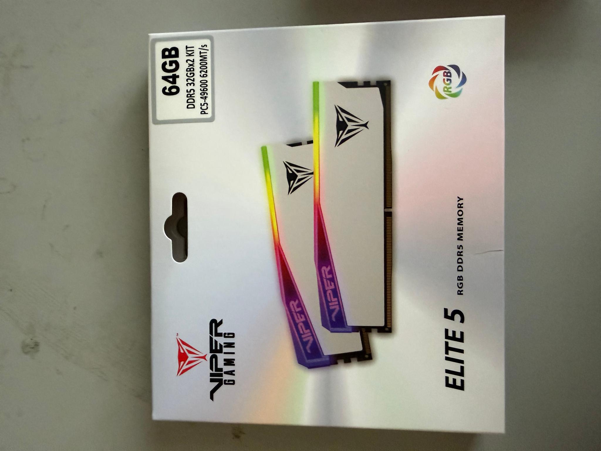 64gb Patriot Viper Gaming Elite 5 RGB DDR5 6200mhz