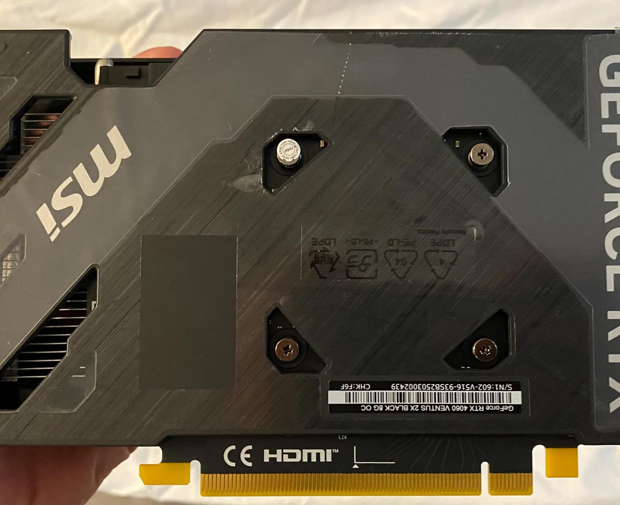 MSI RTX 4060 8GB - Never Gaming/Stressed - Display Only - Like New March 2025