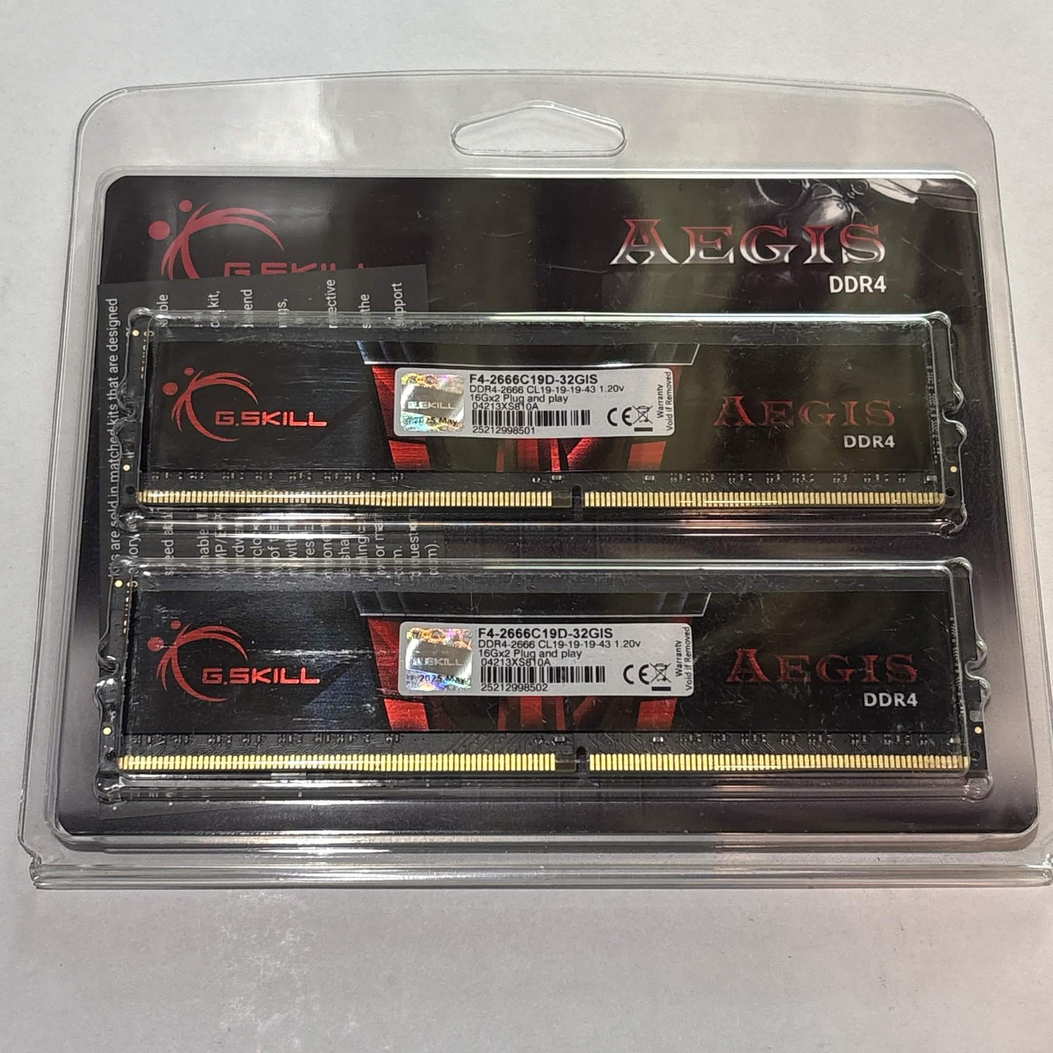 G.SKILL Aegis 32GB (2x16GB) DDR4-2666 RAM Kit F4-2666C19D-32GIS CL19