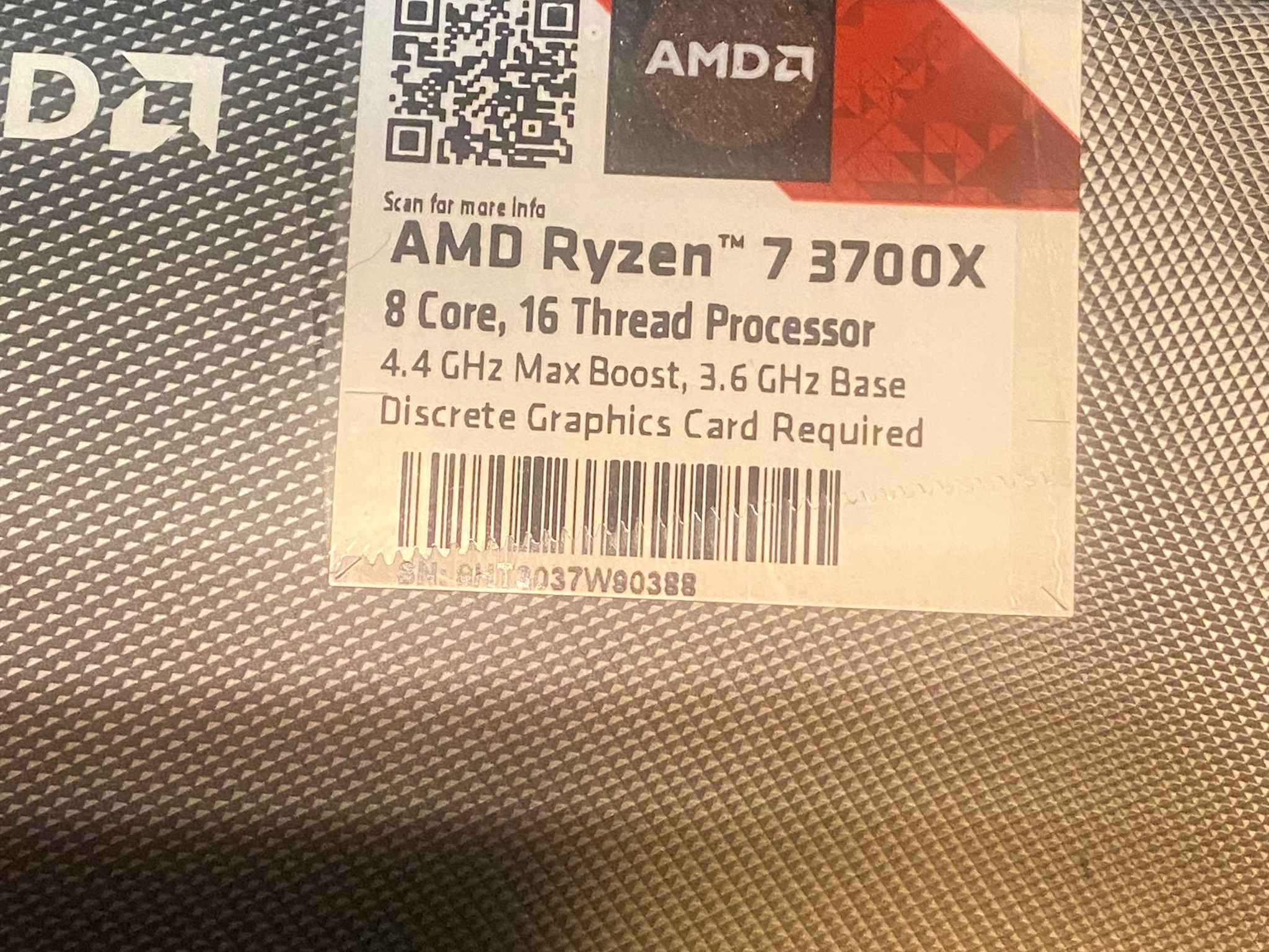 AMD Ryzen 7 3700x lightly used but just tested and running flawlessly