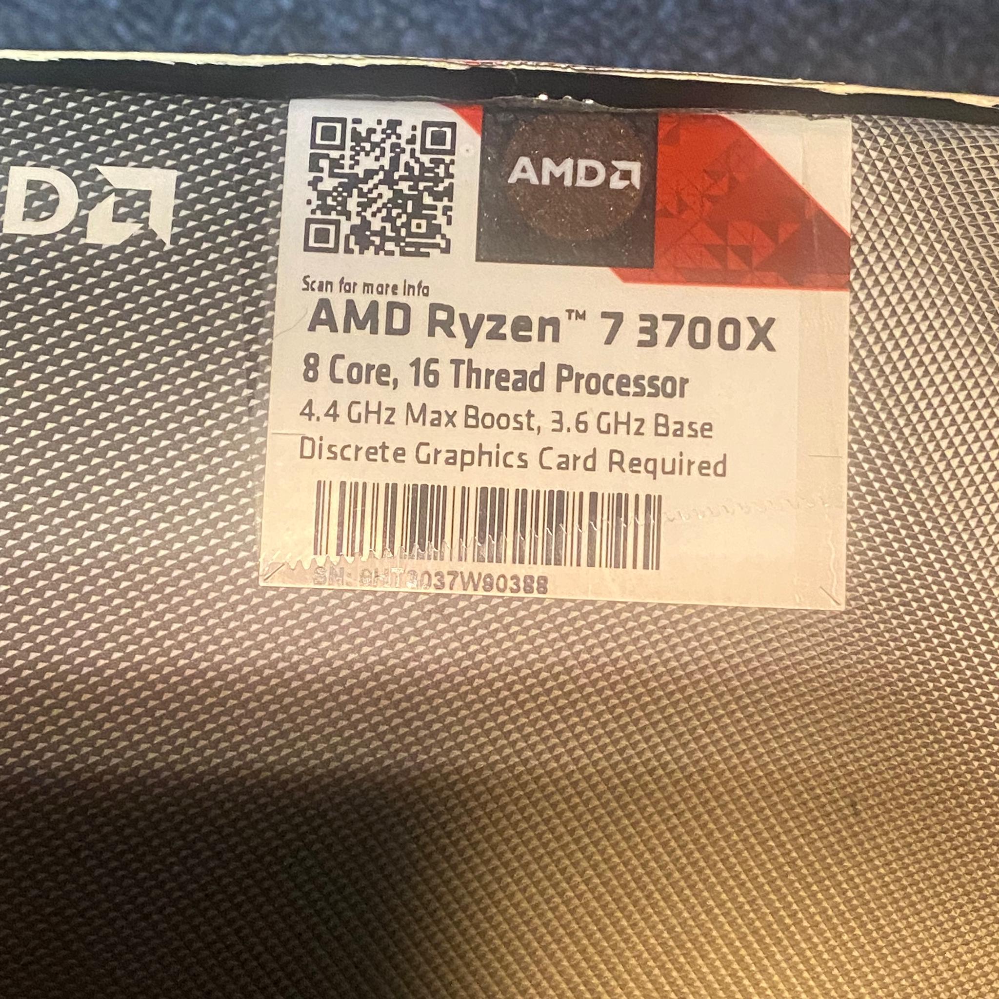 AMD Ryzen 7 3700x lightly used but just tested and running flawlessly