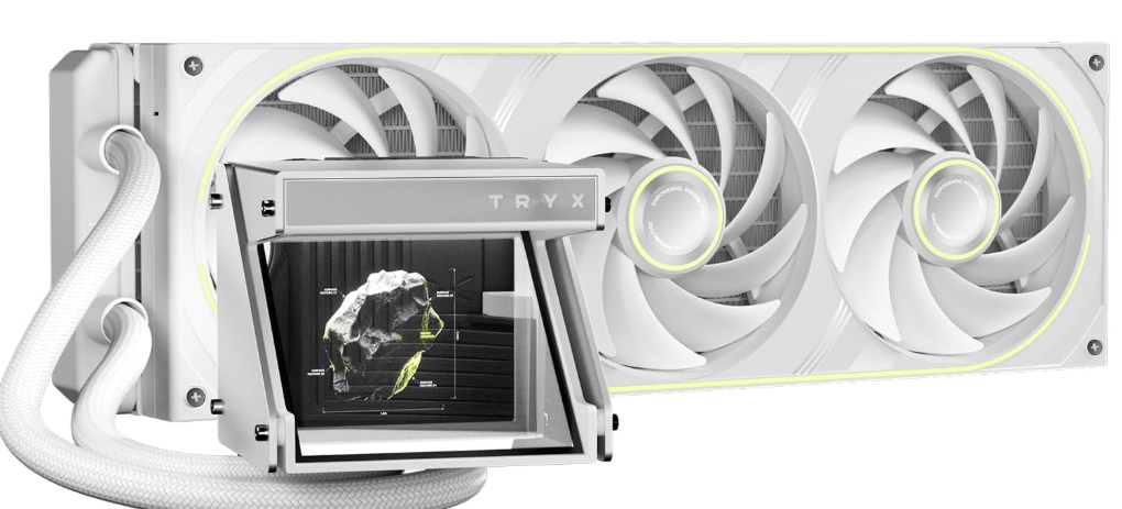 TRYX Holo 360mm AIO White Holographic Visual GIPHY Built-in Asetek 280w TDP