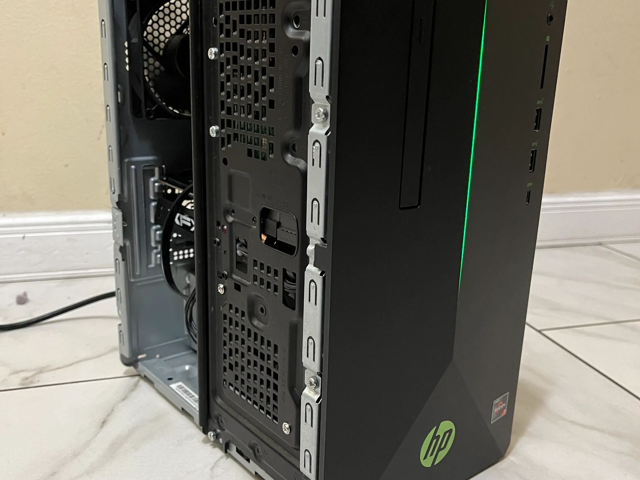HP Gaming PC Desktop, AMD Ryzen 7 1700 8 Core RX 570 4GB, 16GB DDR4 RAM, 128GB SSD + 1TB HDD & Wi-Fi