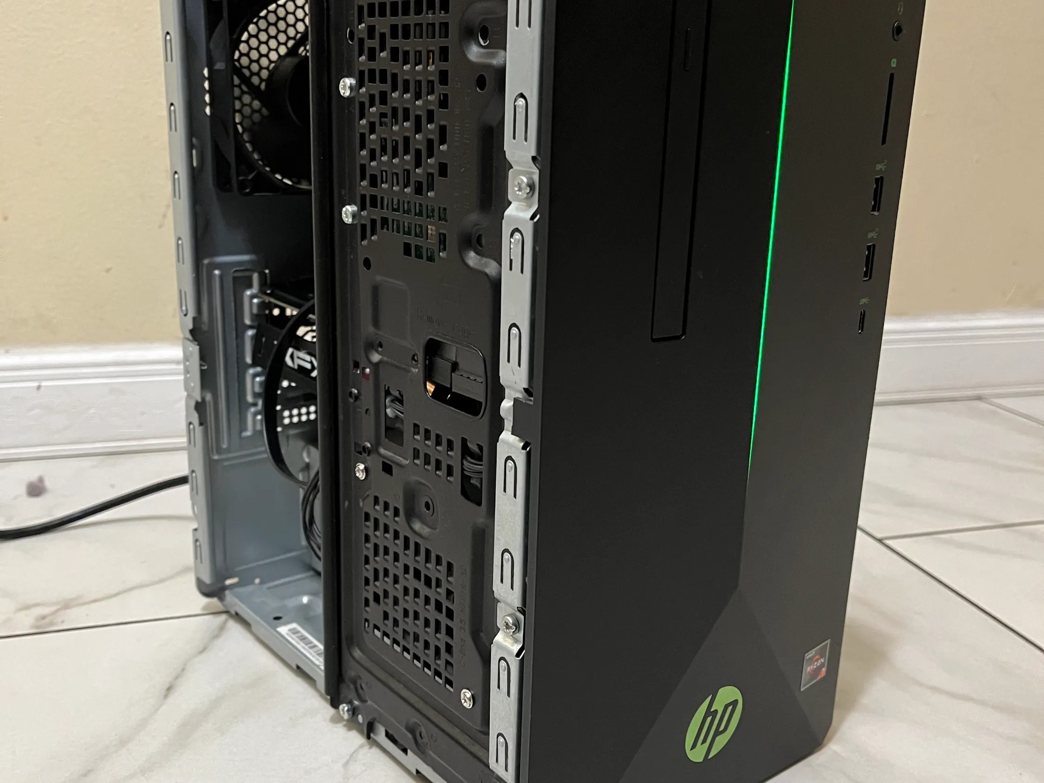 HP Gaming PC Desktop, AMD Ryzen 7 1700 8 Core RX 570 4GB, 16GB DDR4 RAM, 128GB SSD + 1TB HDD & Wi-Fi