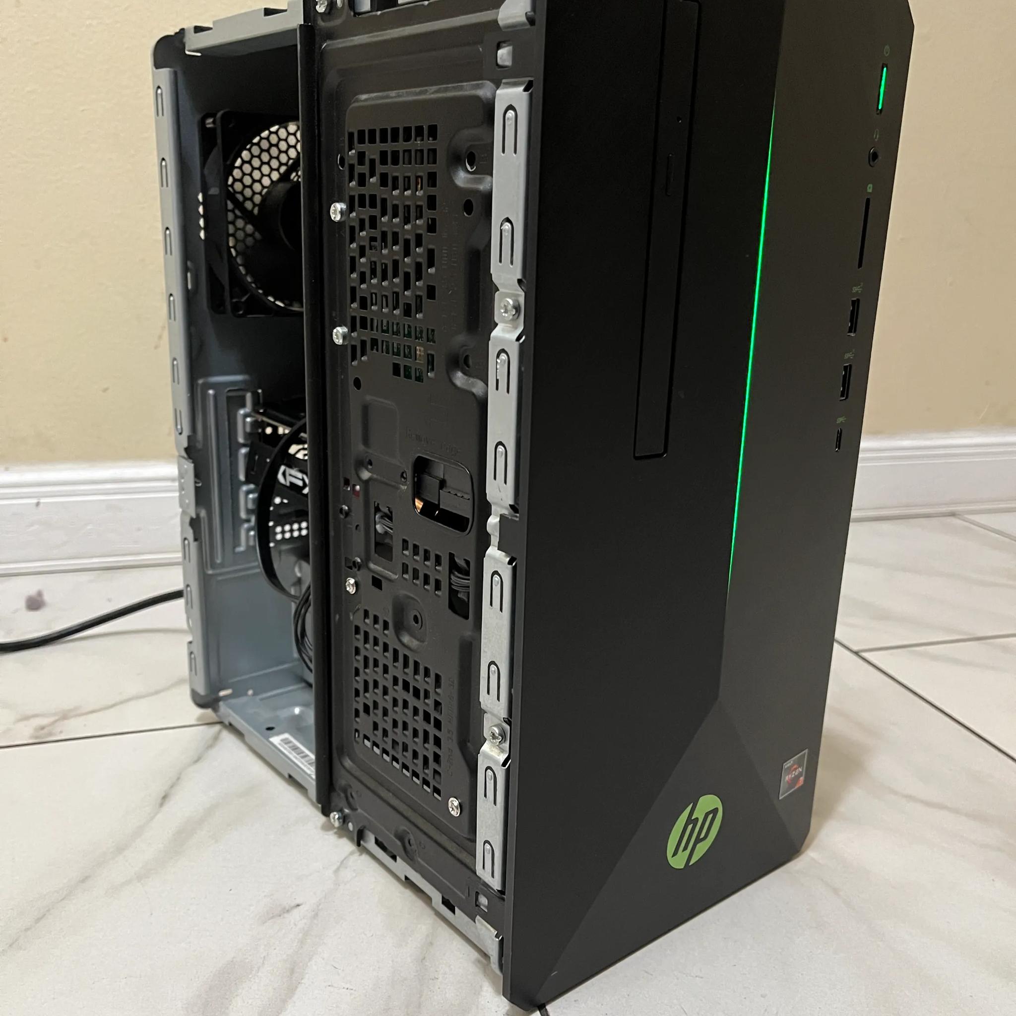 HP Gaming PC Desktop, AMD Ryzen 7 1700 8 Core RX 570 4GB, 16GB DDR4 RAM, 128GB SSD + 1TB HDD & Wi-Fi
