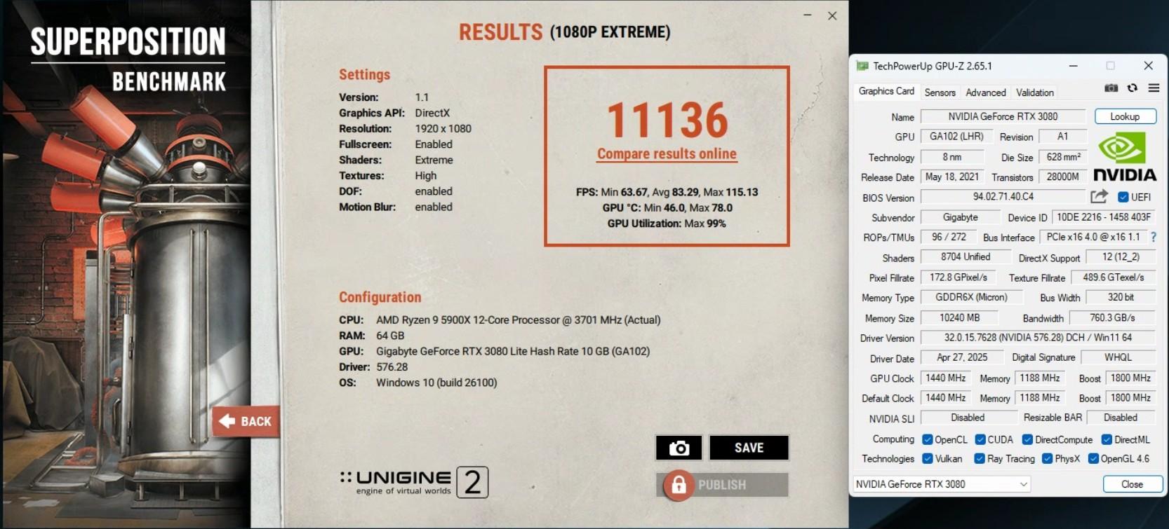 Gigabyte RTX 3080 10 GB Gaming OC with original box