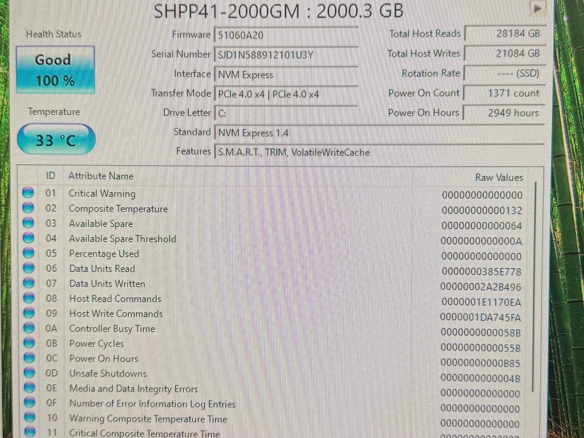 SK hynix Platinum P41 2TB PCIe NVMe Gen4 M.2 2280 Internal SSD 100% Health
