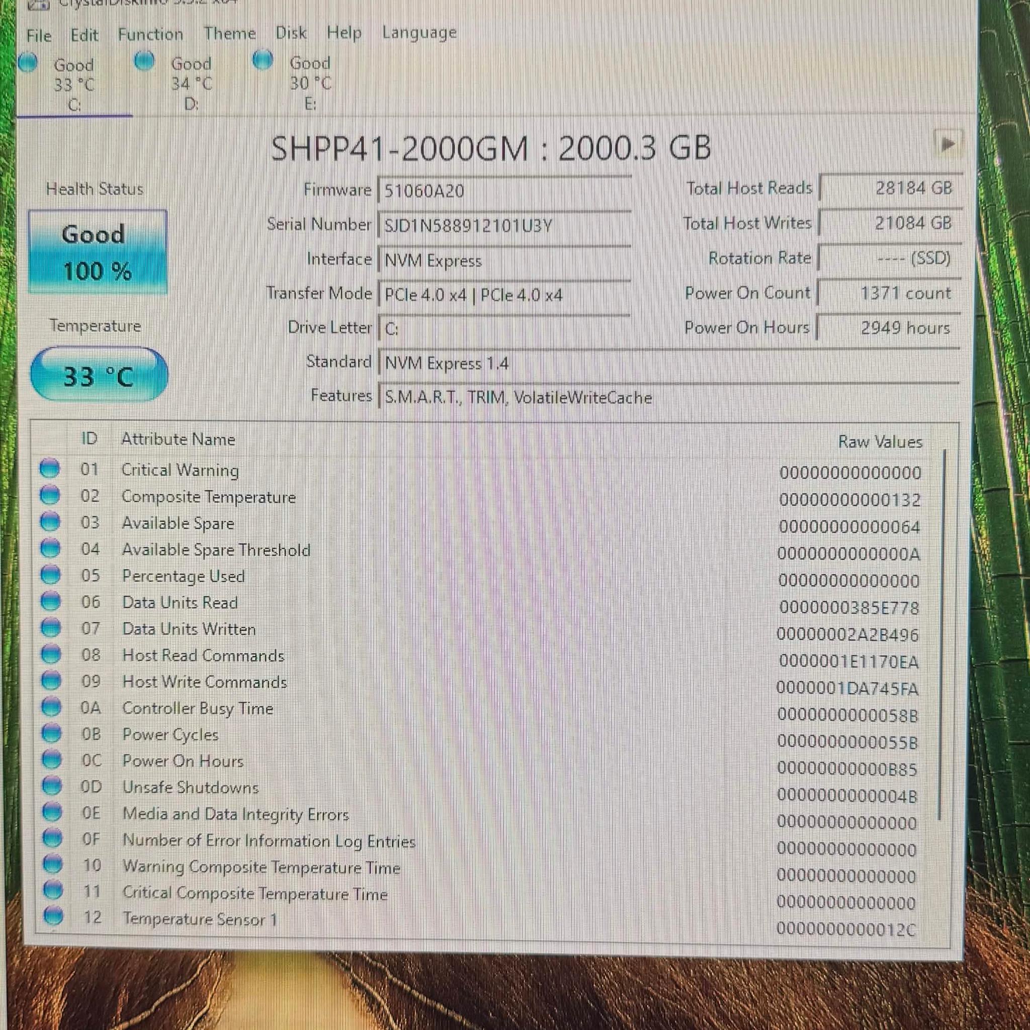 SK hynix Platinum P41 2TB PCIe NVMe Gen4 M.2 2280 Internal SSD 100% Health