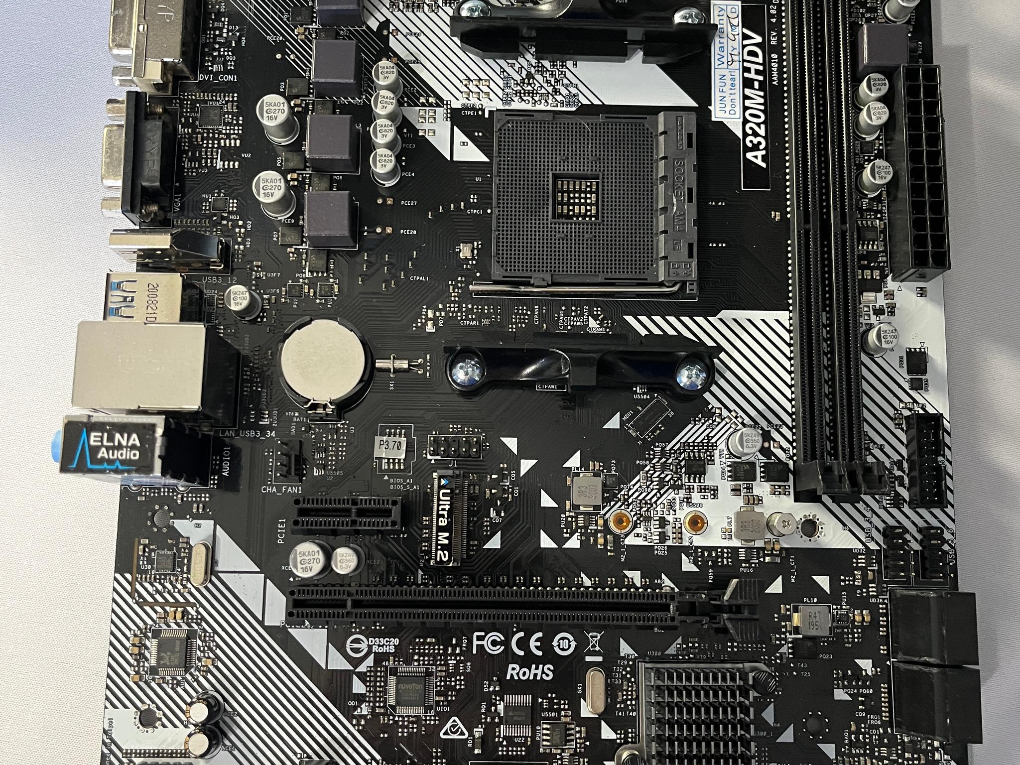 Combo! ASROCK A320M-HDV, CPU Cooler, Sata Cable