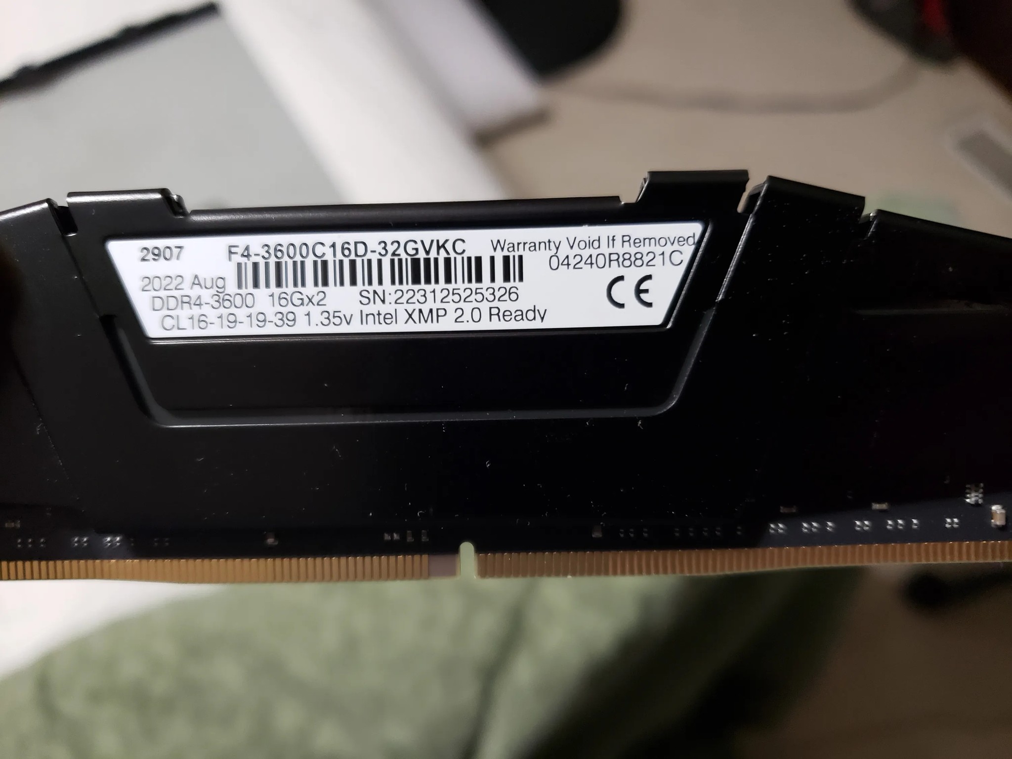 G.Skill Ripjaws V DDR4 32GB (2x16GB) 3600Mhz