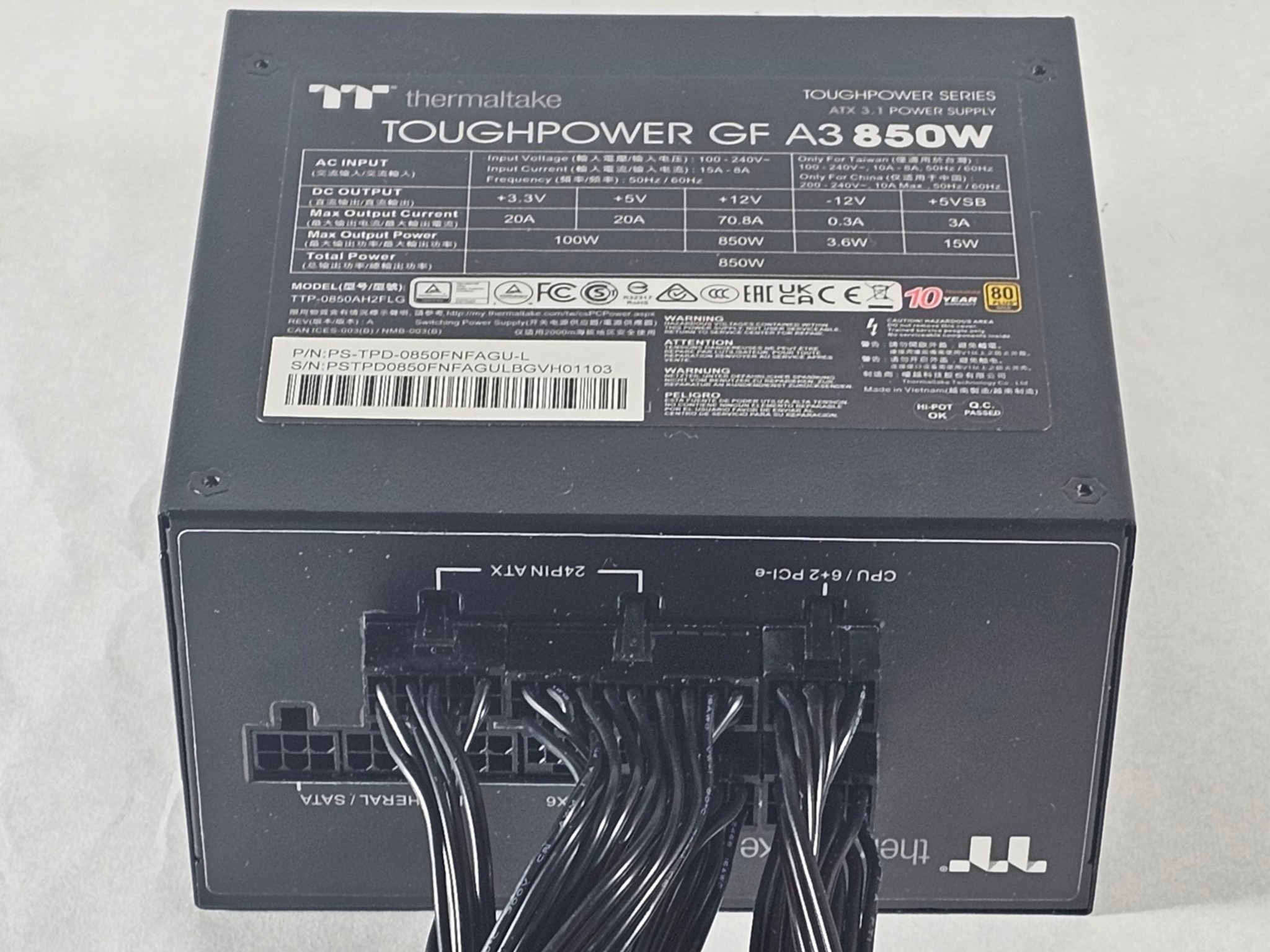 850 Watt PSU Thermaltake Toughpower GF A3 Power Supply